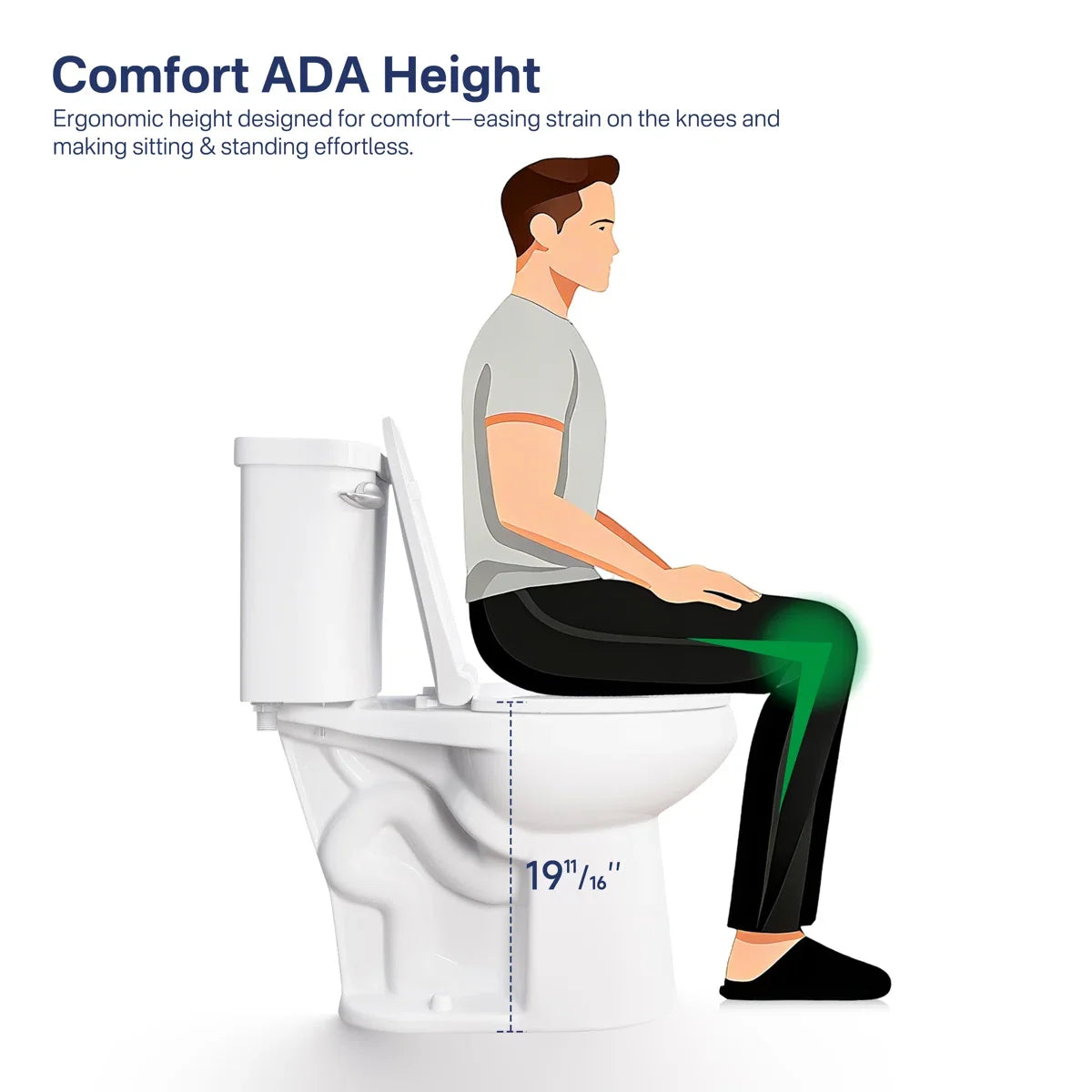 Dayton Elongated 18.9" Chair Height Two-Piece Toilet, Single or Dual Flush, Soft-Close Seat