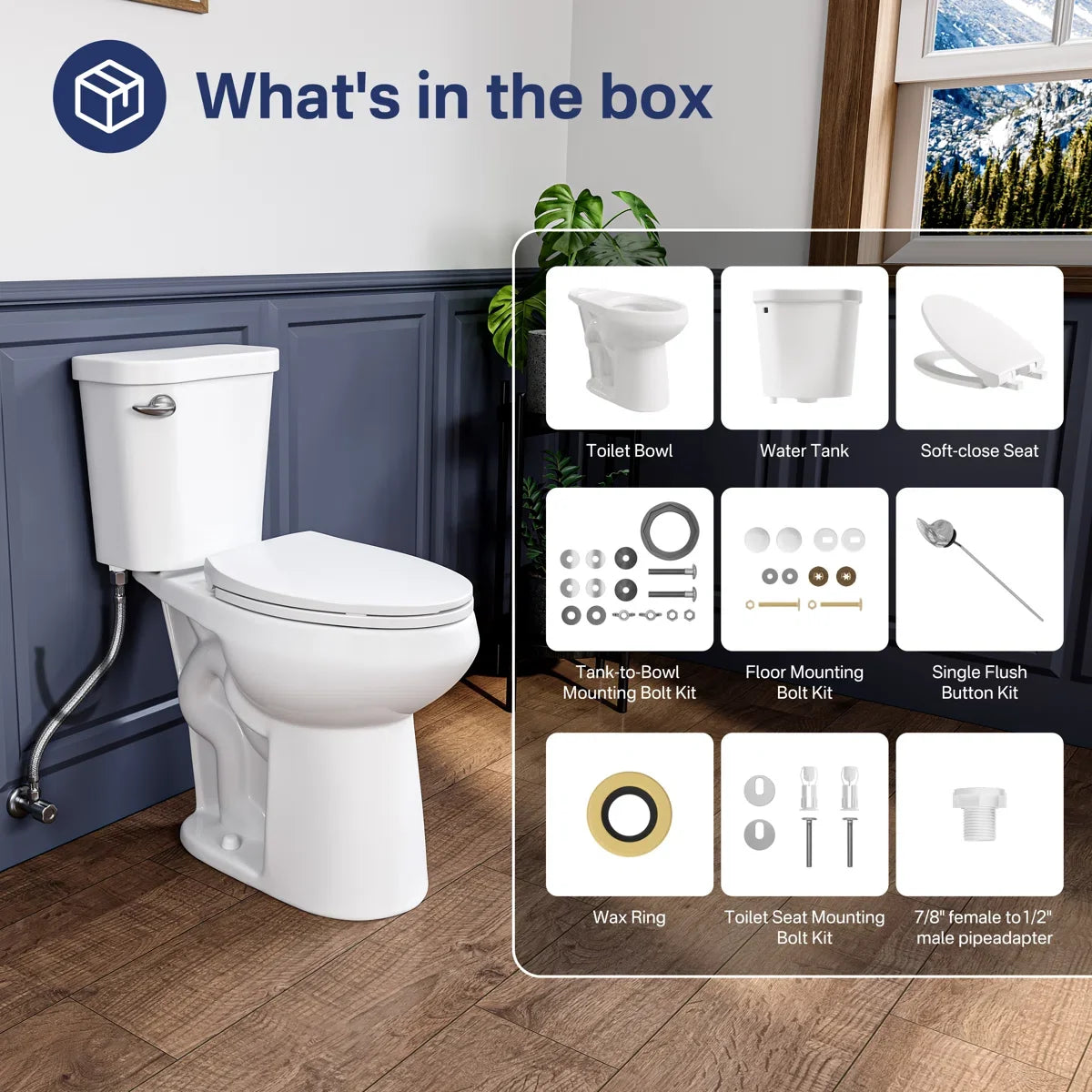 Dayton Elongated 20.7" Chair Height Two-Piece Toilet, 1.28 GPF Single Flush, Soft-Close Seat