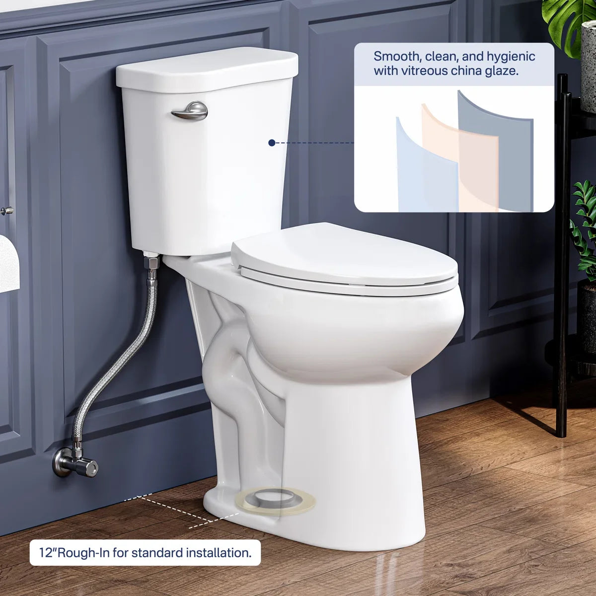 Dayton Elongated 20.7" Chair Height Two-Piece Toilet, 1.28 GPF Single Flush, Soft-Close Seat