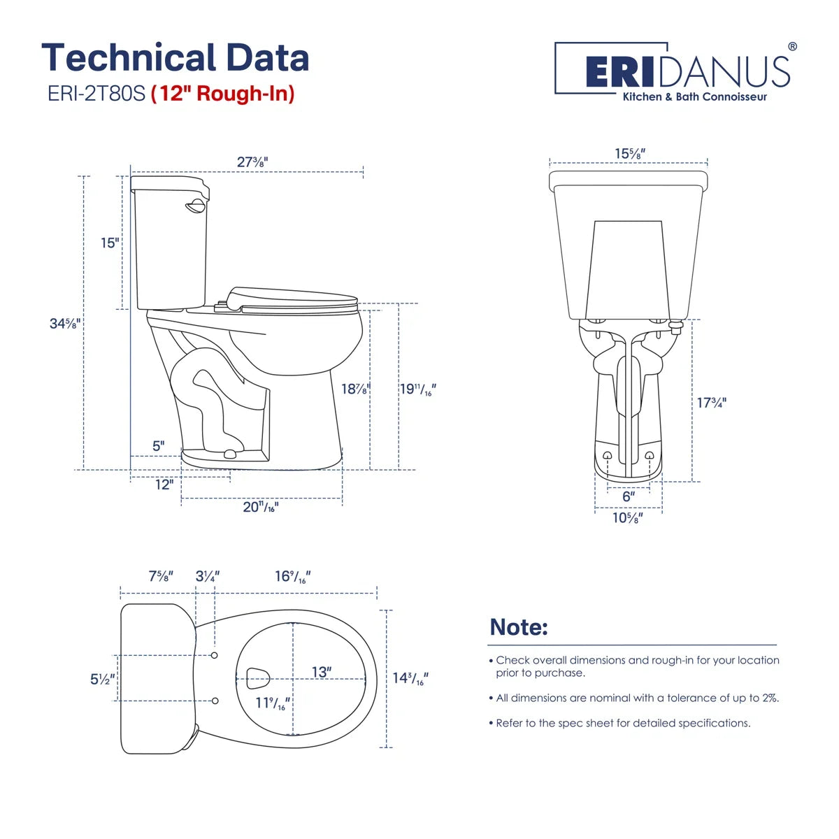 Dayton Round 18.9" Chair Height Two-Piece Toilet, 1.28 GPF Single Flush, Soft-Close Seat