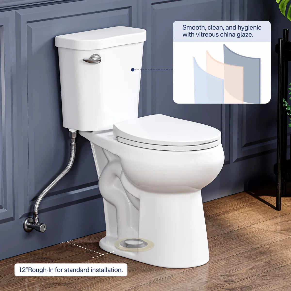 Dayton Round 18.9" Chair Height Two-Piece Toilet, 1.28 GPF Single Flush, Soft-Close Seat