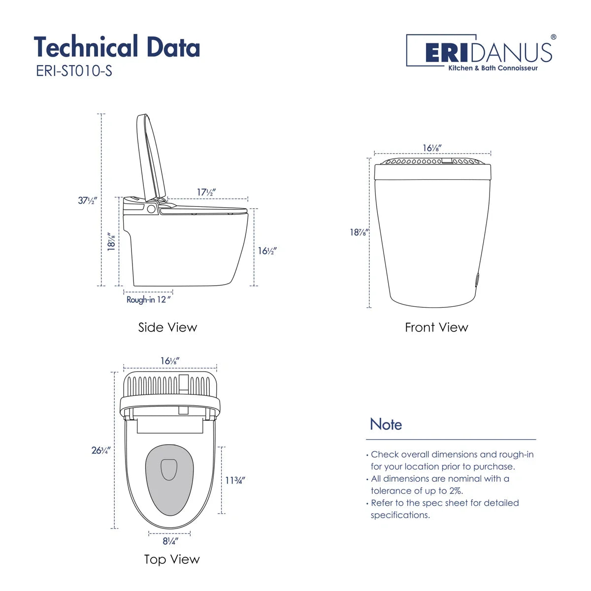 Brooklyn II Elongated Smart Toilet with Heated Seat & Sensor Flush