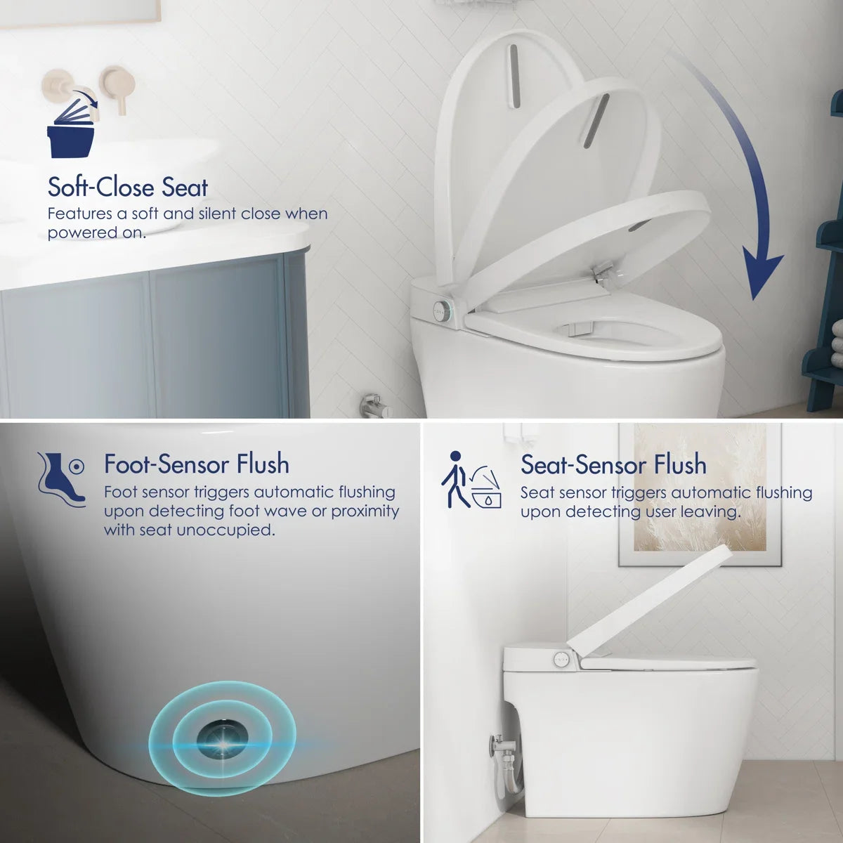 Piedmont Elongated Smart Toilet – Heated Seat, Touchless Flush & Optional Bidet