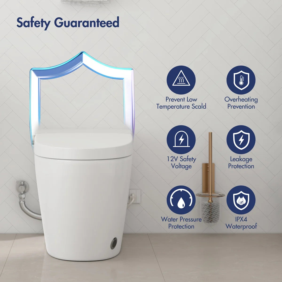 Piedmont Elongated Smart Toilet – Heated Seat, Touchless Flush & Optional Bidet