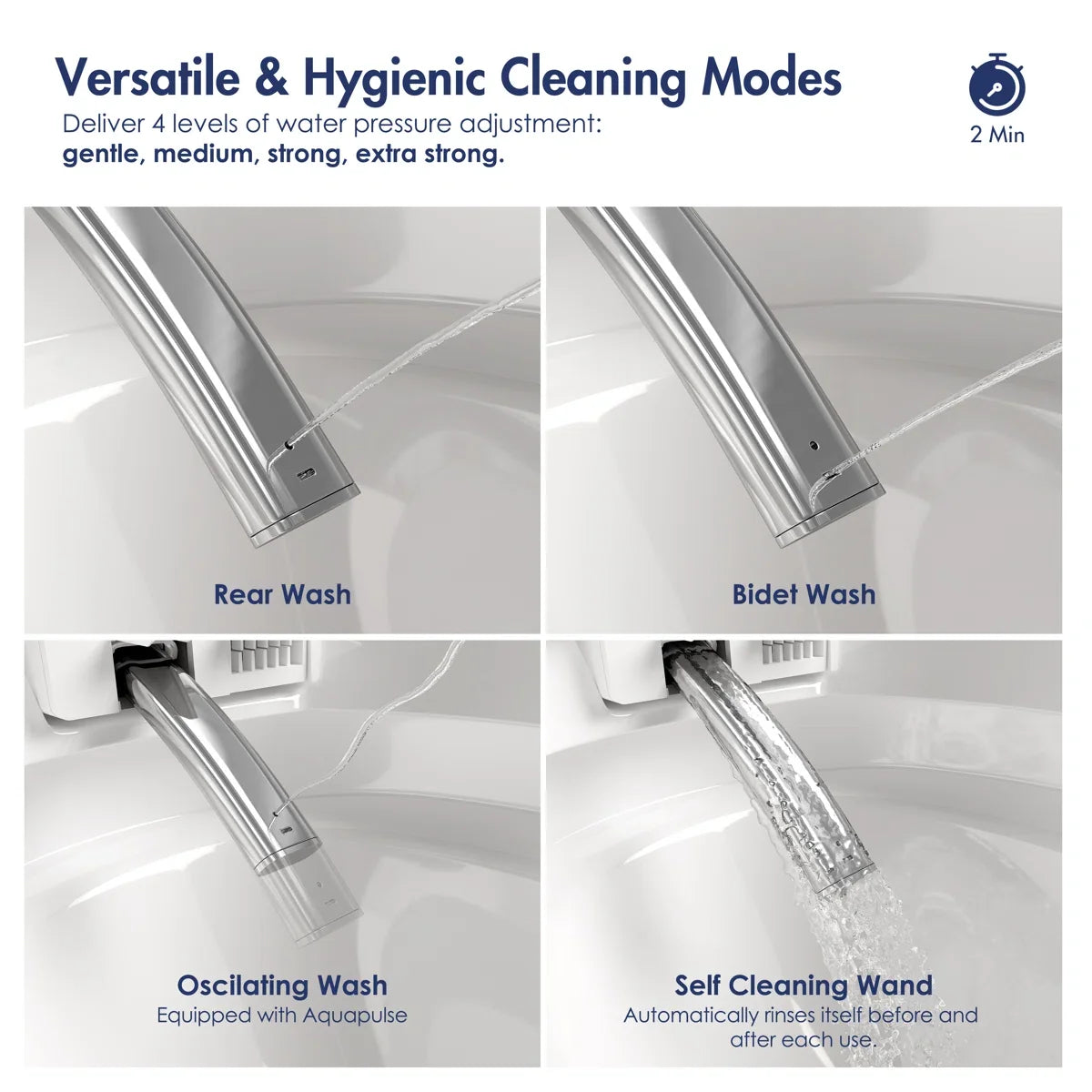 Piedmont Elongated Smart Toilet – Heated Seat, Touchless Flush & Optional Bidet