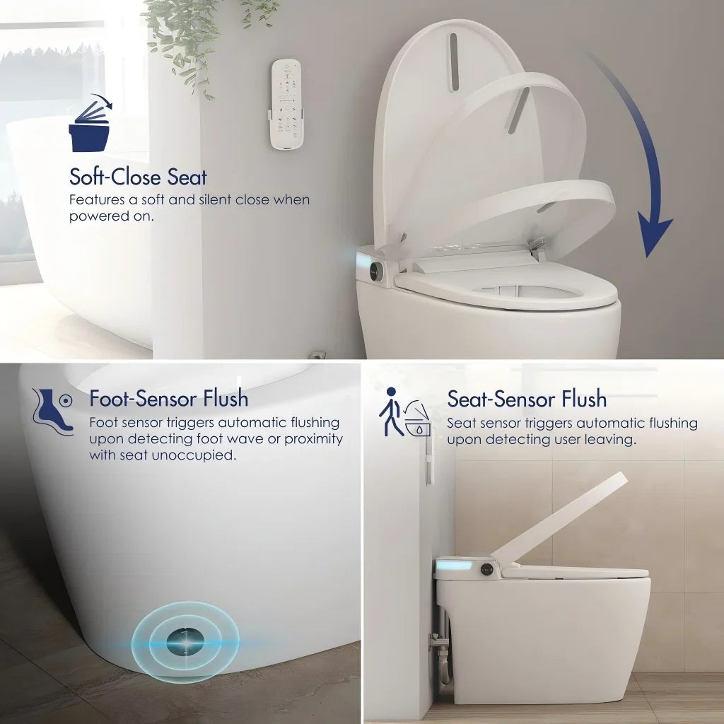 Piedmont Elongated Smart Toilet – Heated Seat, Touchless Flush & Optional Bidet
