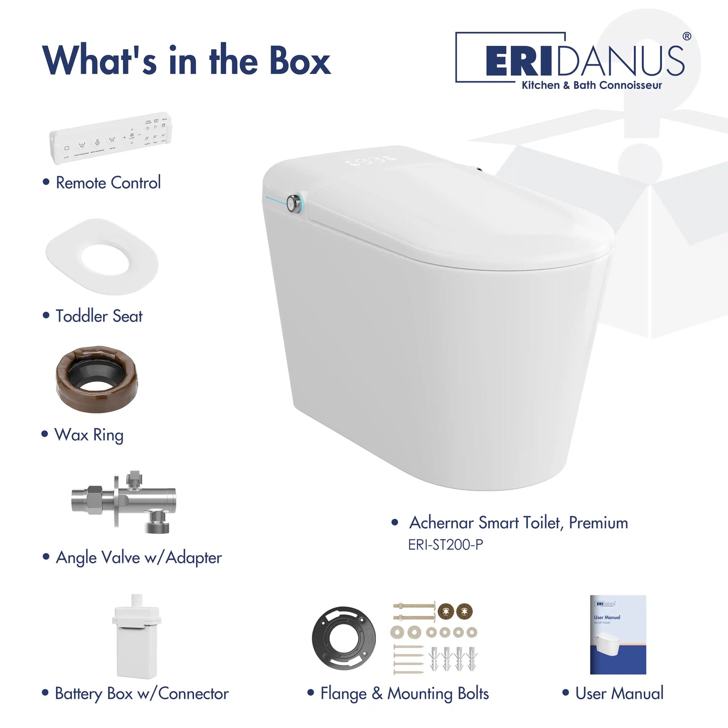Achernar Elongated Smart Toilet with Auto-Open Lid, Heated Bidet & Touchless Flush