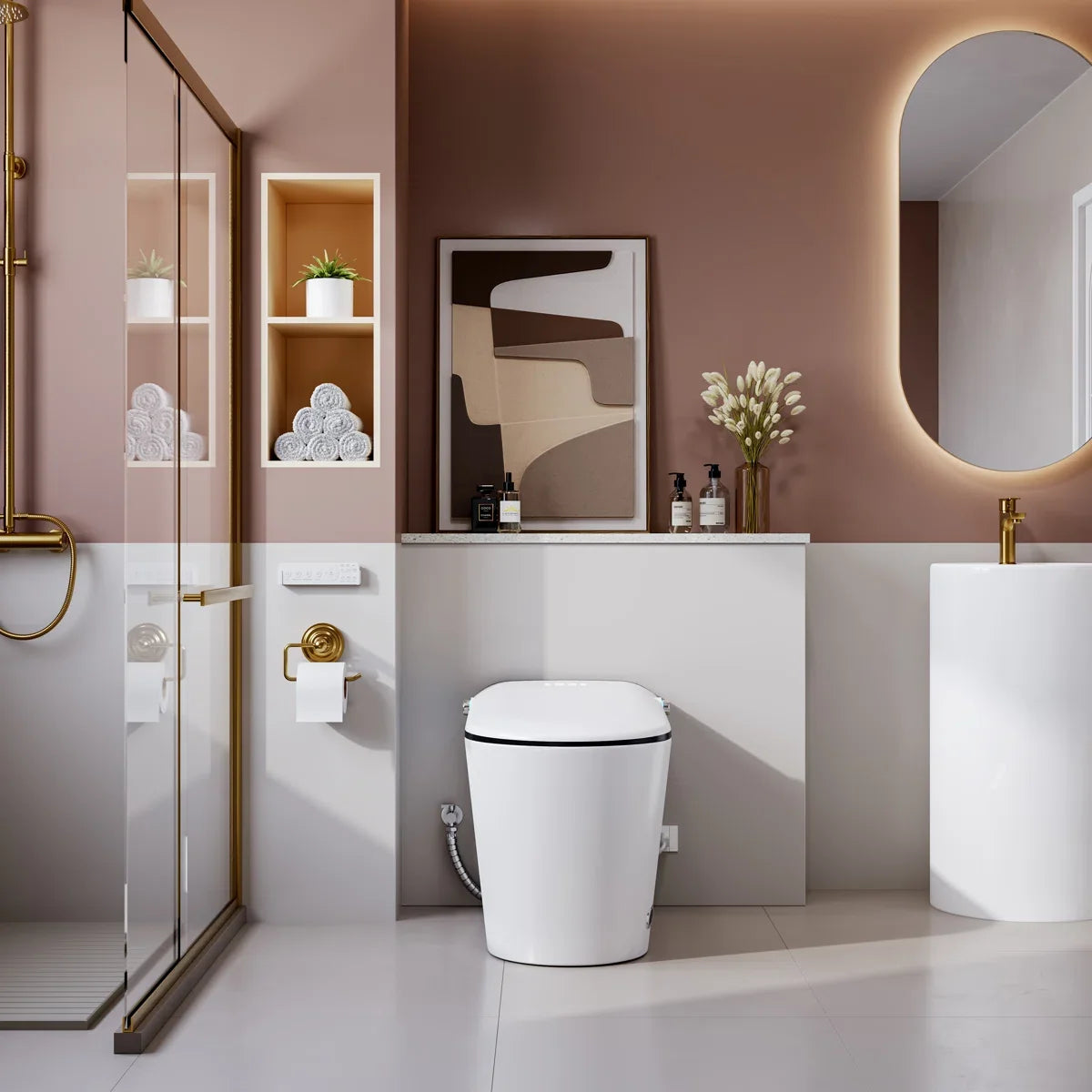 Achernar Elongated Smart Toilet with Auto-Open Lid, Heated Bidet & Touchless Flush
