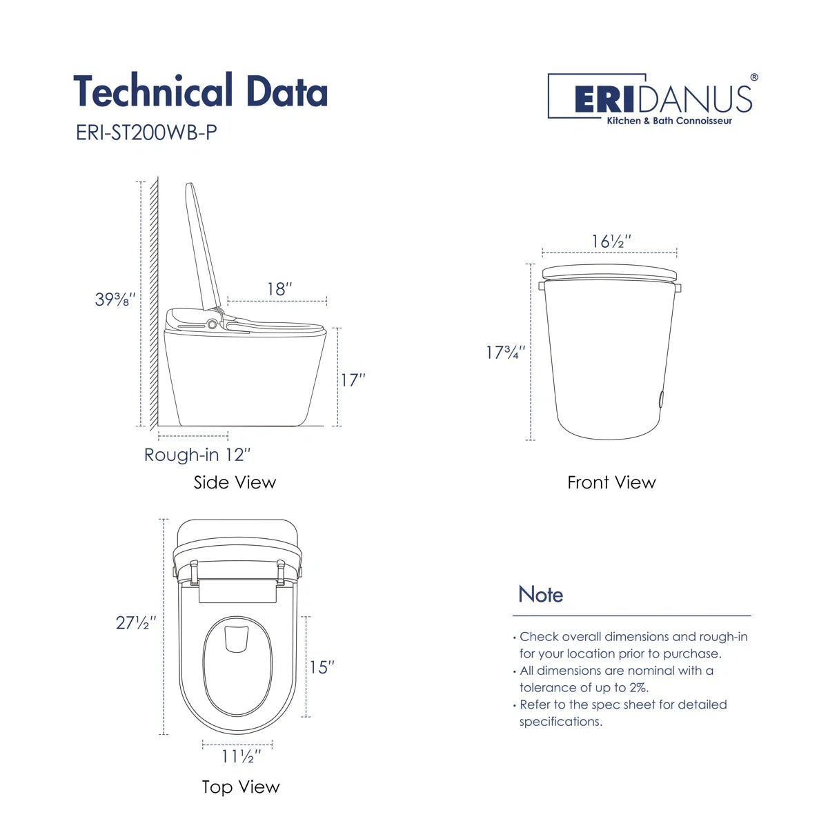 Achernar Elongated Smart Toilet with Auto-Open Lid, Heated Bidet & Touchless Flush
