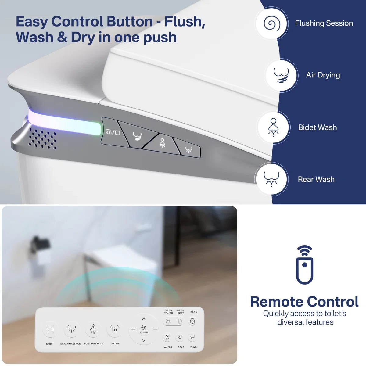 Oslo Elongated Smart Toilet with Auto-Open Lid, Bidet & Touchless Flush