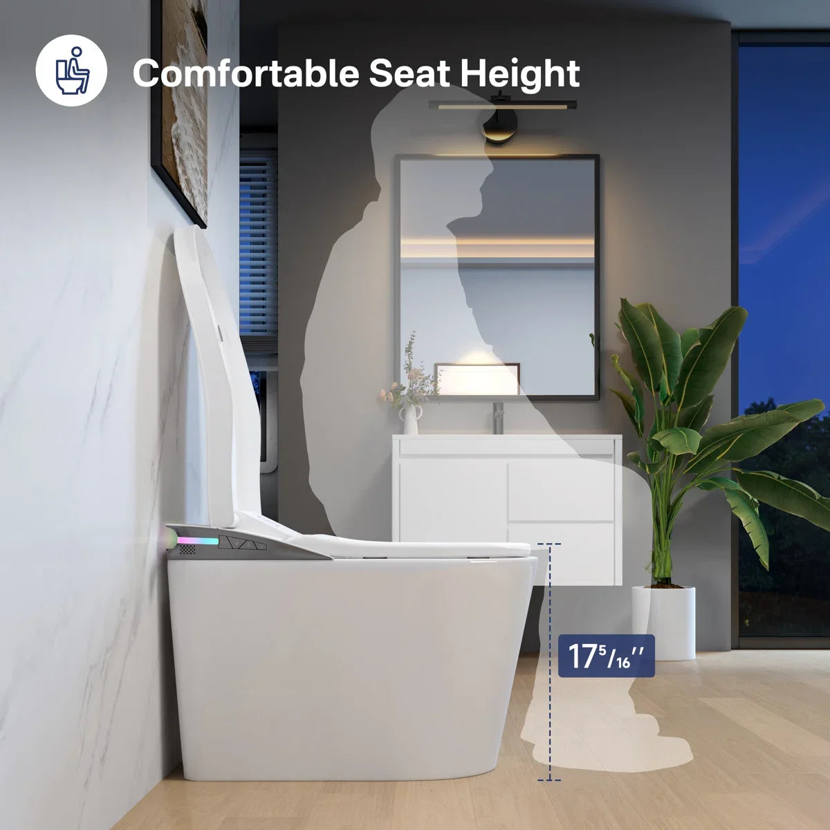 Oslo Elongated Smart Toilet with Auto-Open Lid, Bidet & Touchless Flush