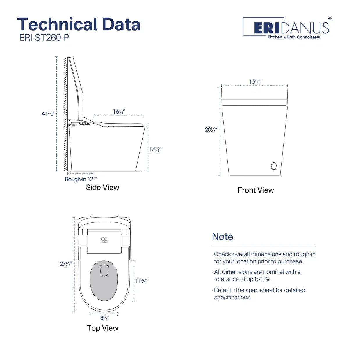 Oslo Elongated Smart Toilet with Auto-Open Lid, Bidet & Touchless Flush