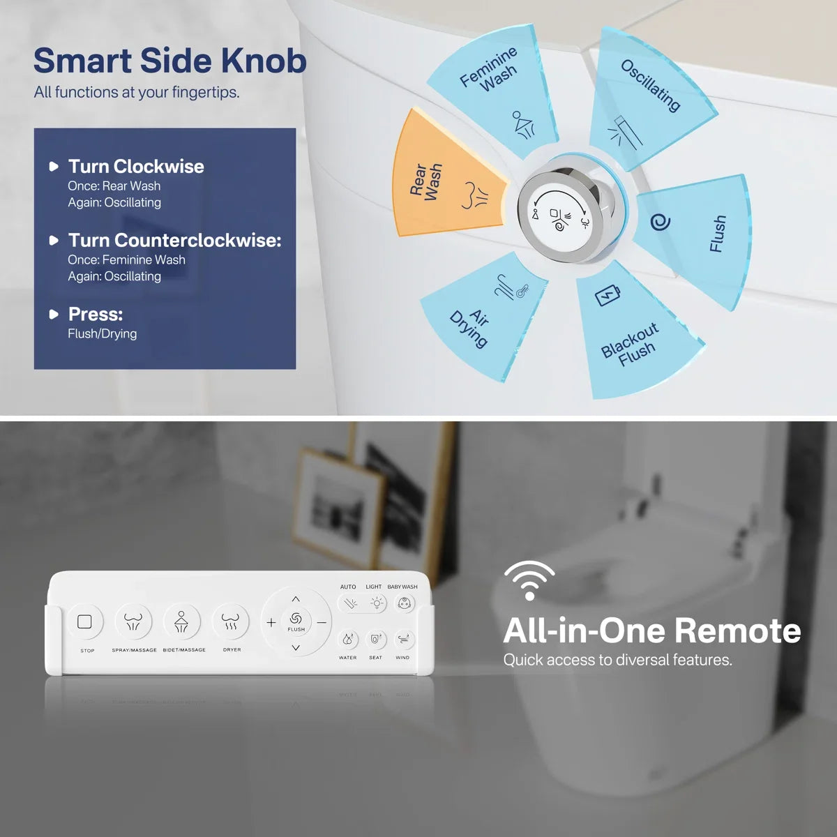 Mason Elongated Smart Toilet with Bidet, Heated Seat & Touchless Flush