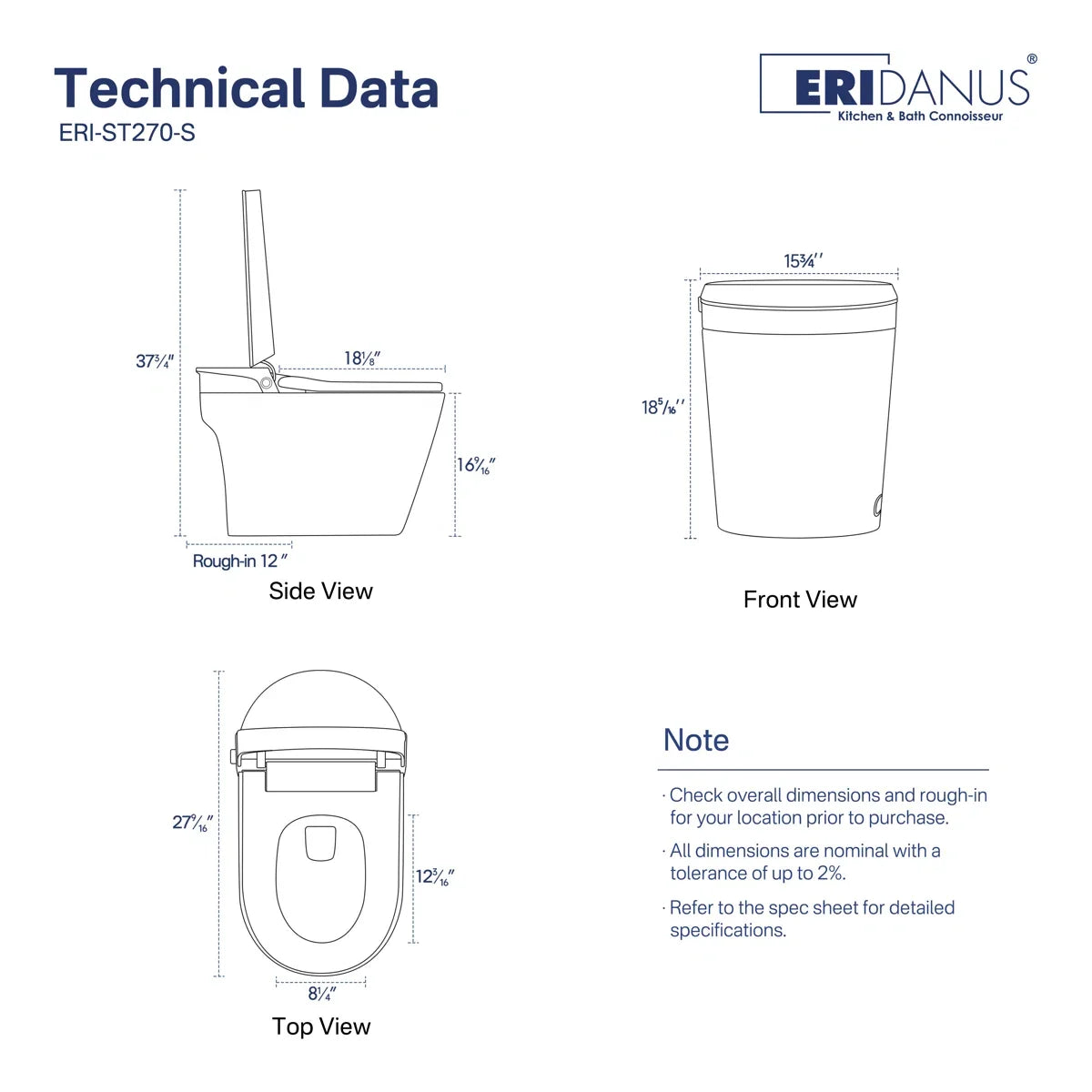 Mason Elongated Smart Toilet with Bidet, Heated Seat & Touchless Flush