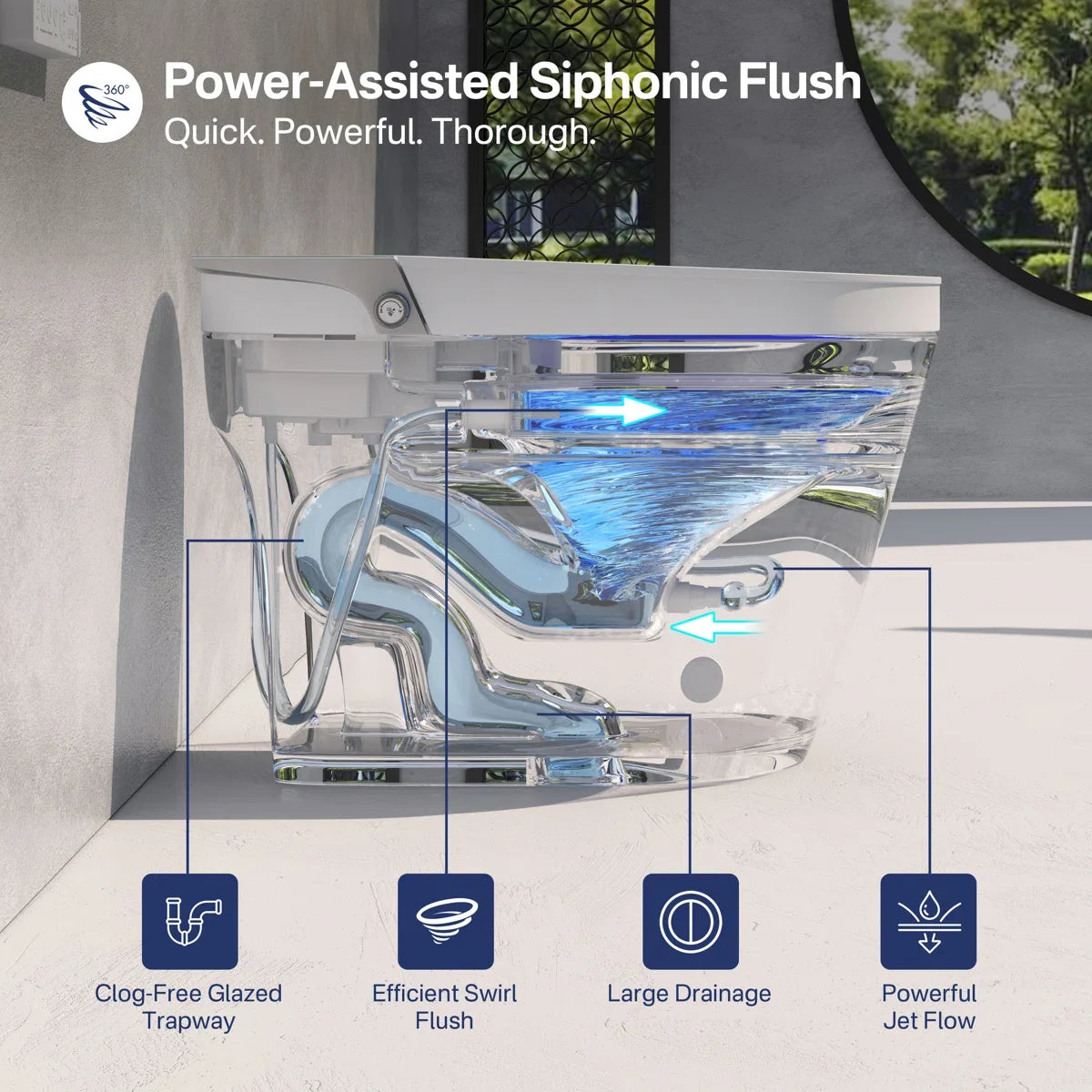 Mason Elongated Smart Toilet with Bidet, Heated Seat & Touchless Flush