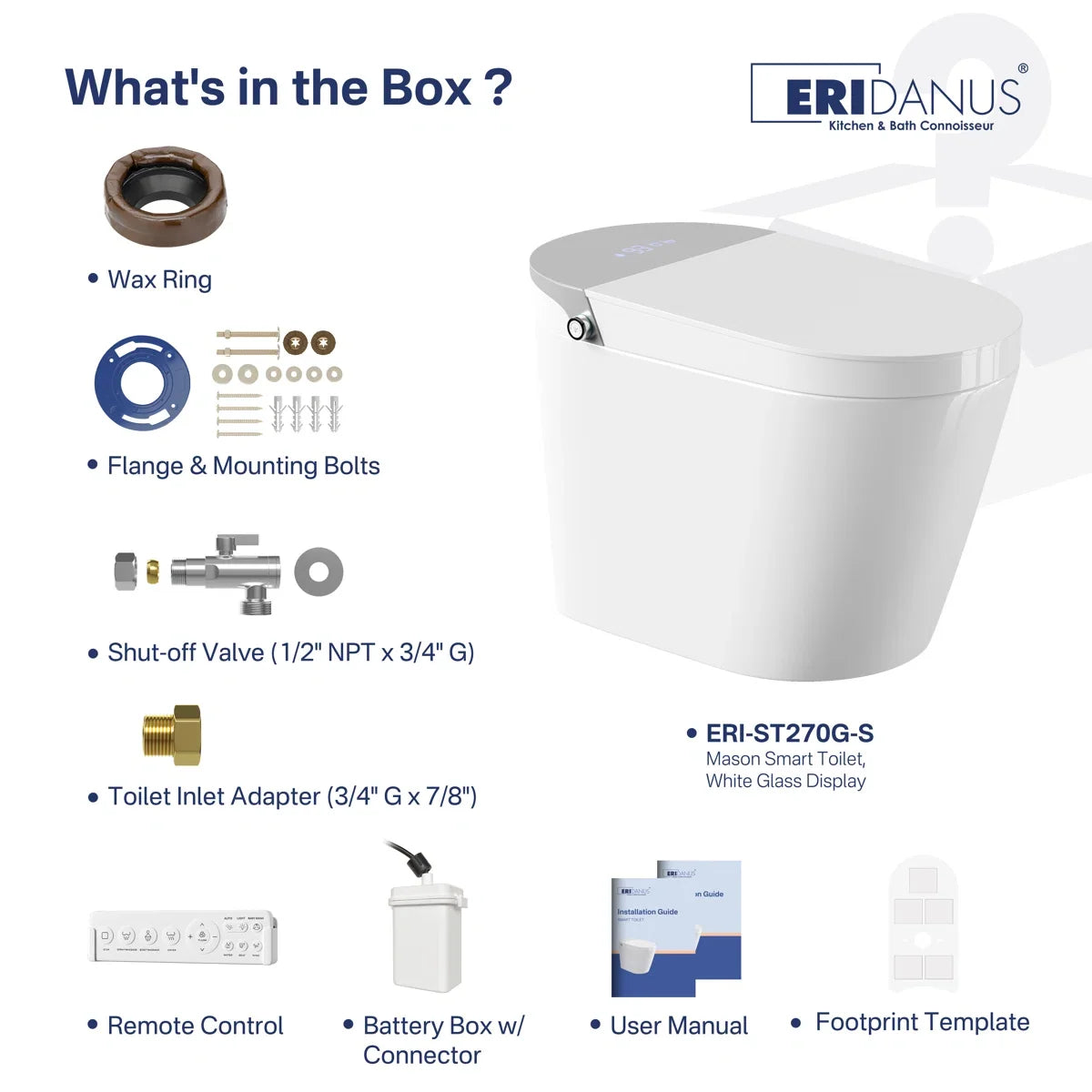 Mason Elongated Smart Toilet with Bidet, Heated Seat & Touchless Flush