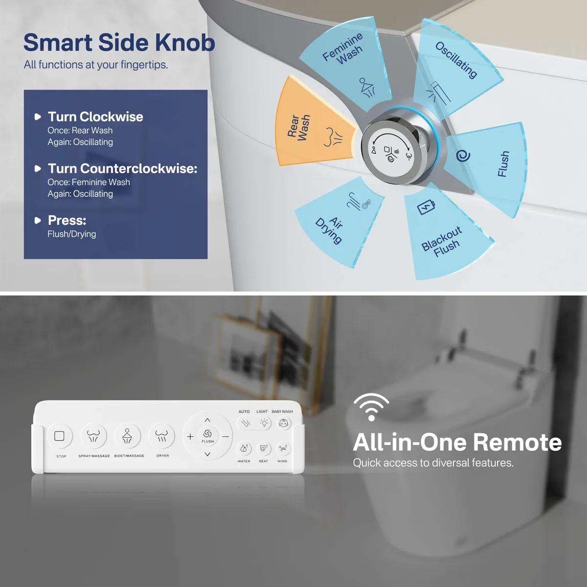 Mason Elongated Smart Toilet with Bidet, Heated Seat & Touchless Flush