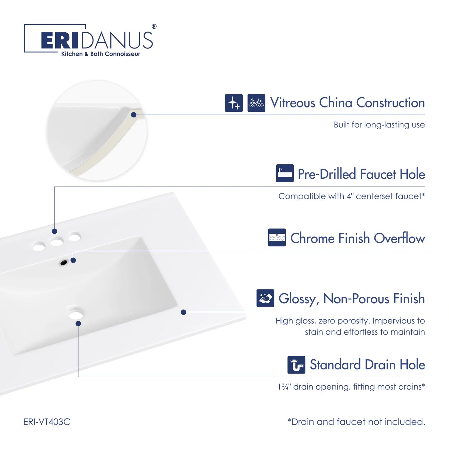 Tucson 30" x 18.25" Vitreous China Single Vanity Top Sink in White (Sink Only, No Vanity)