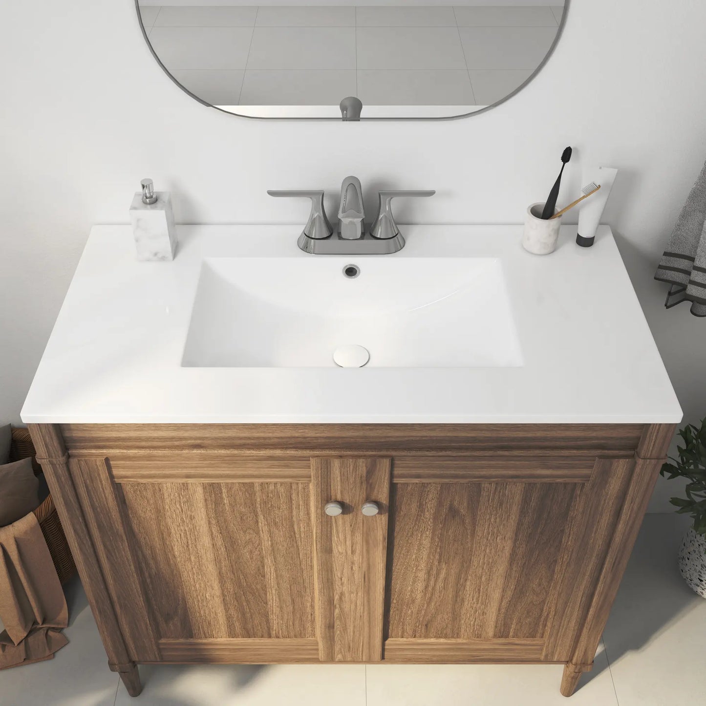 Tucson 35.9" x 18.25" White Vitreous China Rectangular Single-Basin Countertop Sink (Sink Only, Vanity Cabinet Not Included)