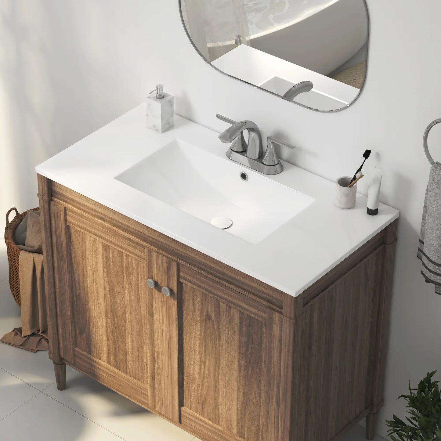 Tucson 35.9" x 18.25" White Vitreous China Rectangular Single-Basin Countertop Sink (Sink Only, Vanity Cabinet Not Included)