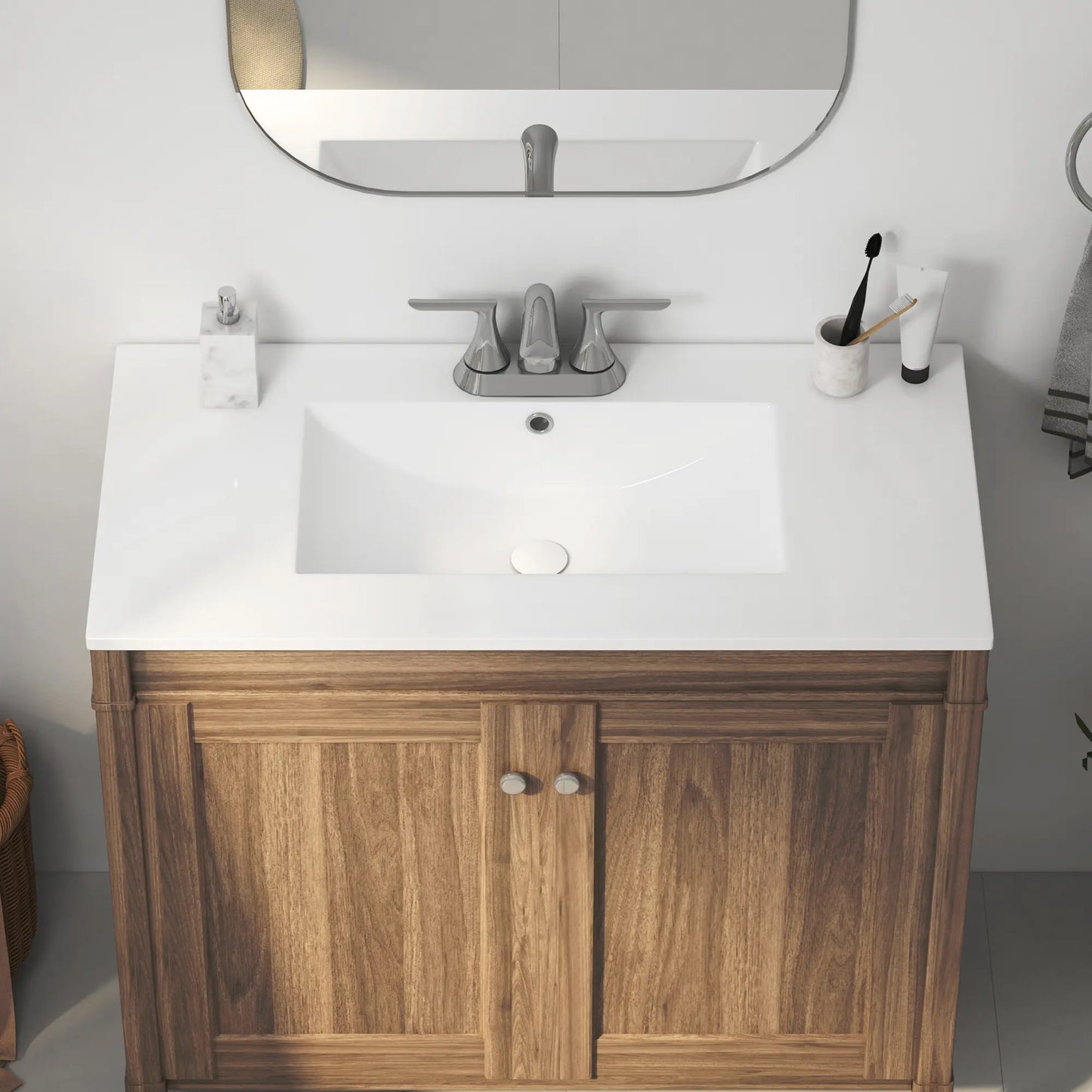 Tucson 35.9" x 18.25" White Vitreous China Rectangular Single-Basin Countertop Sink (Sink Only, Vanity Cabinet Not Included)
