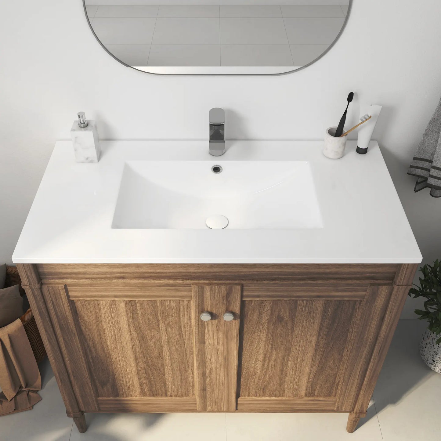Tucson 35.9" x 18.25" White Vitreous China Rectangular Single-Basin Countertop Sink (Sink Only, Vanity Cabinet Not Included)