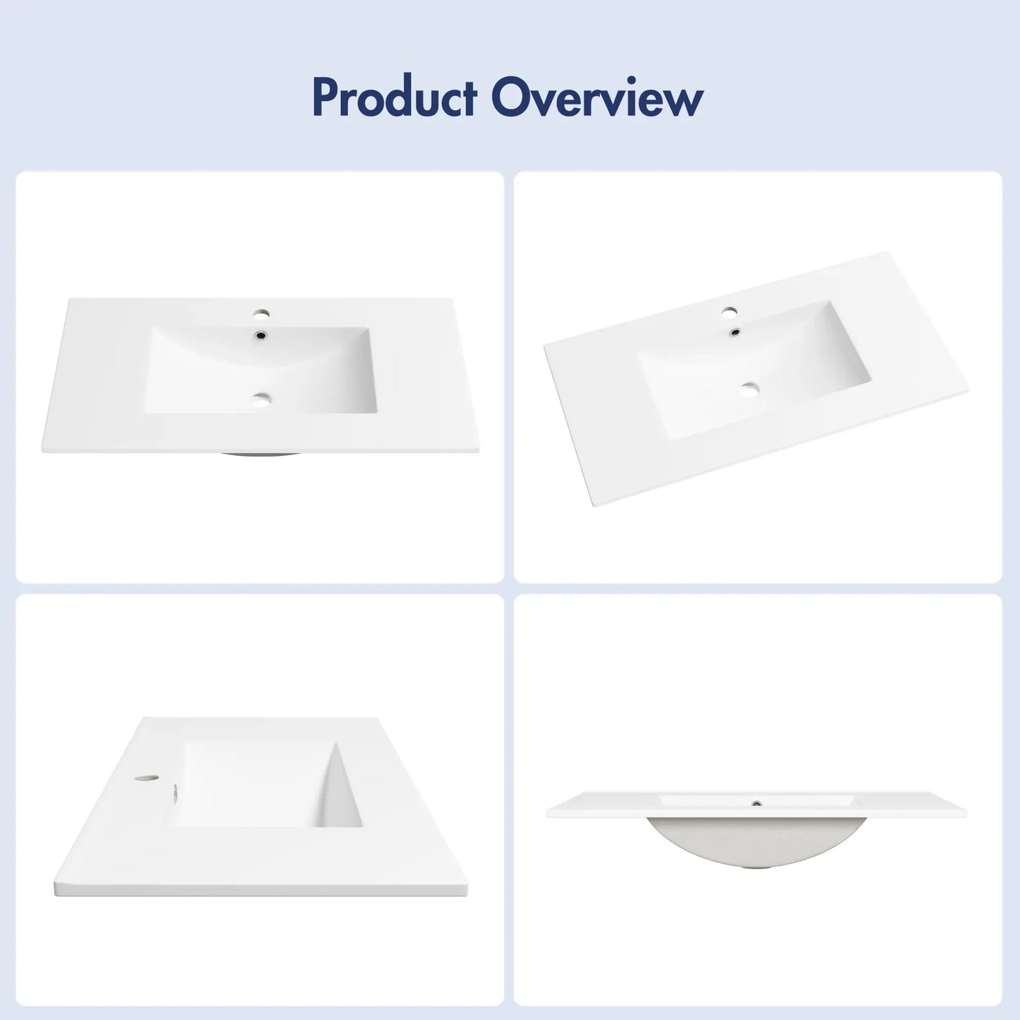 Tucson 35.9" x 18.25" White Vitreous China Rectangular Single-Basin Countertop Sink (Sink Only, Vanity Cabinet Not Included)