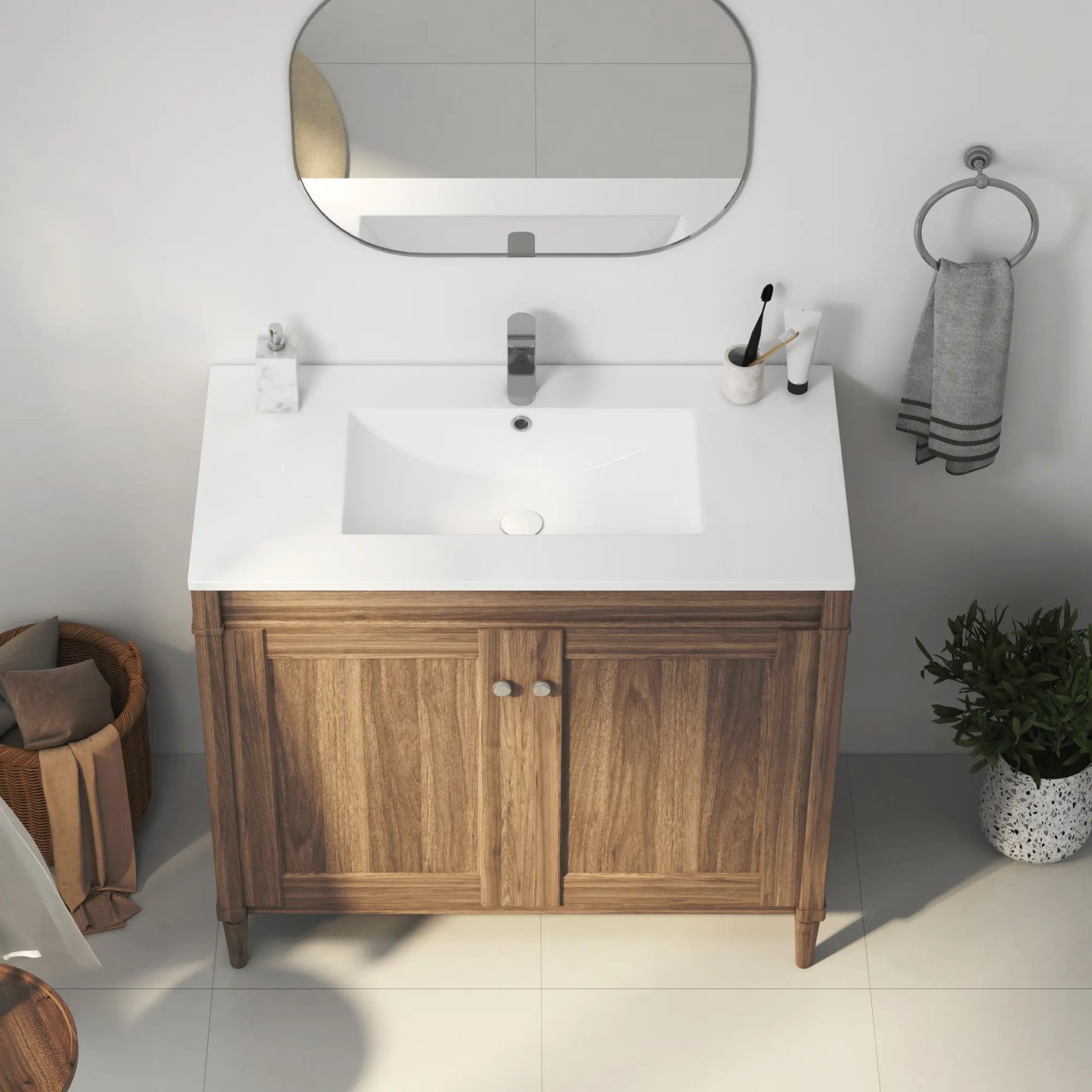 Tucson 35.9" x 18.25" White Vitreous China Rectangular Single-Basin Countertop Sink (Sink Only, Vanity Cabinet Not Included)