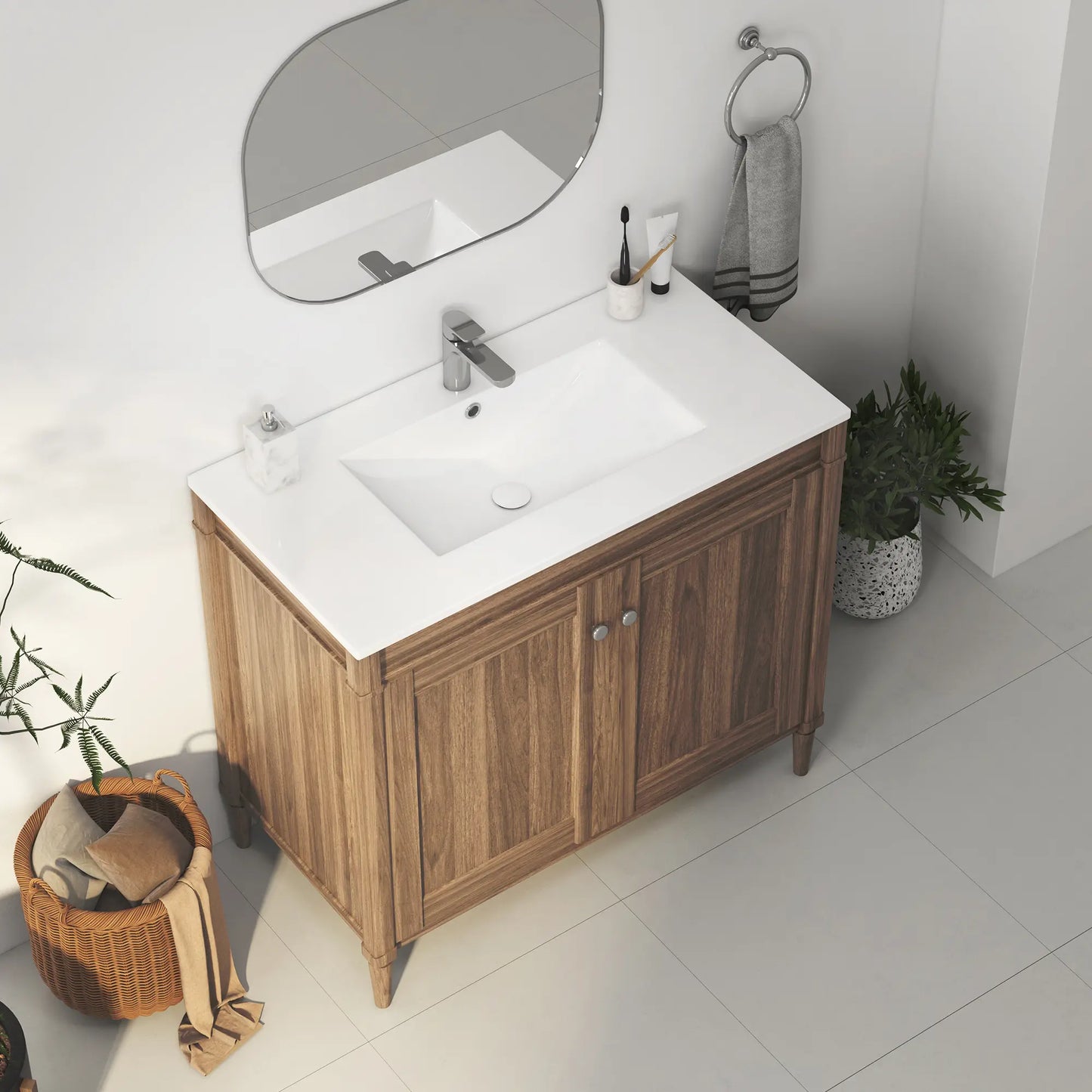 Tucson 35.9" x 18.25" White Vitreous China Rectangular Single-Basin Countertop Sink (Sink Only, Vanity Cabinet Not Included)