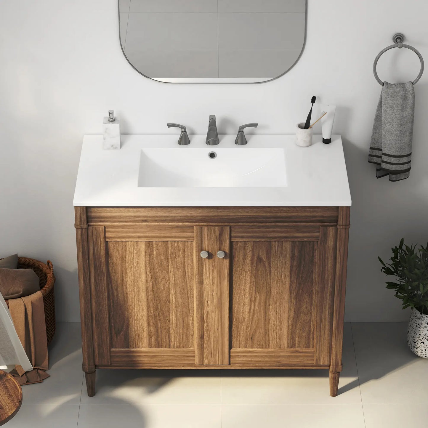 Tucson 35.9" x 18.25" White Vitreous China Rectangular Single-Basin Countertop Sink (Sink Only, Vanity Cabinet Not Included)