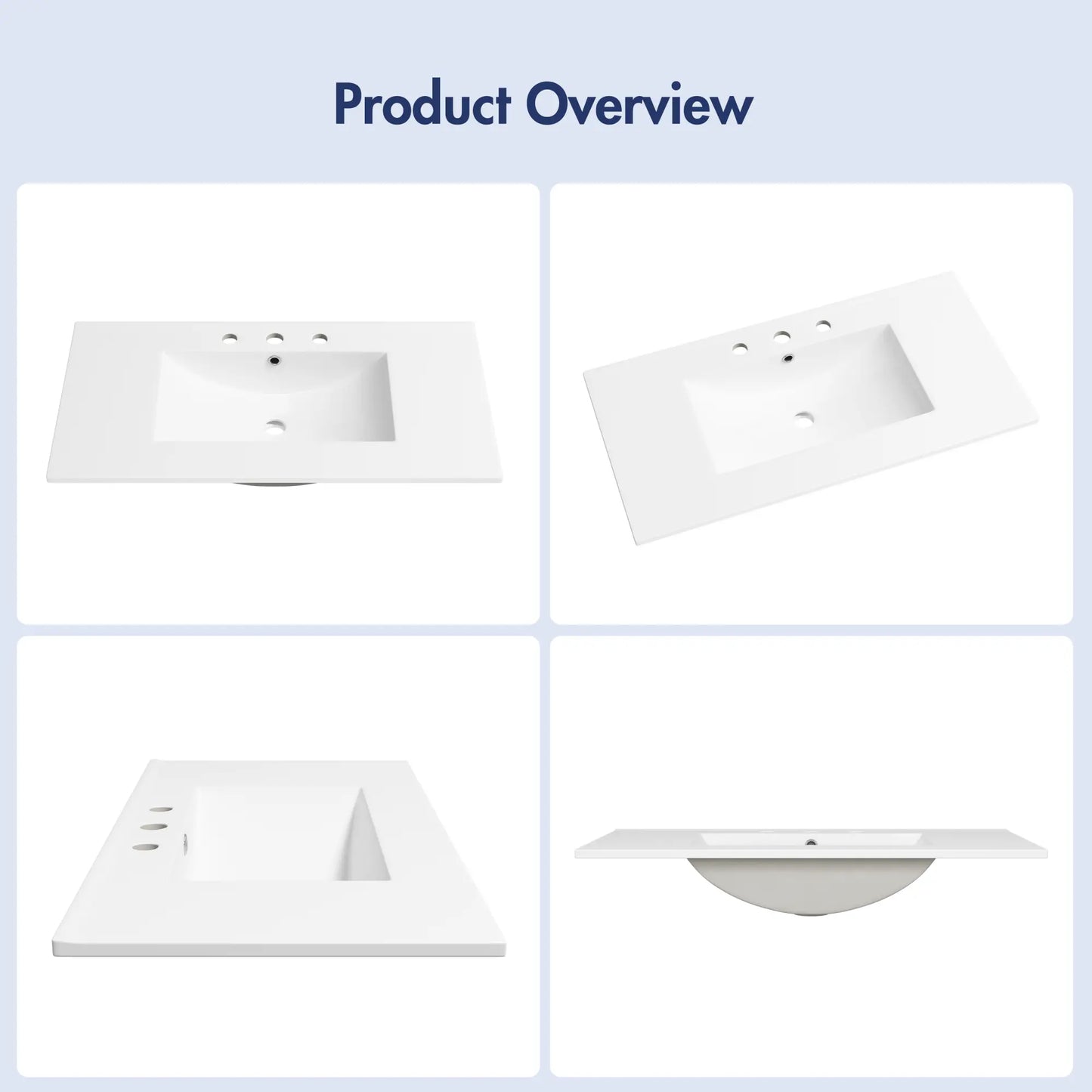 Tucson 35.9" x 18.25" White Vitreous China Rectangular Single-Basin Countertop Sink (Sink Only, Vanity Cabinet Not Included)