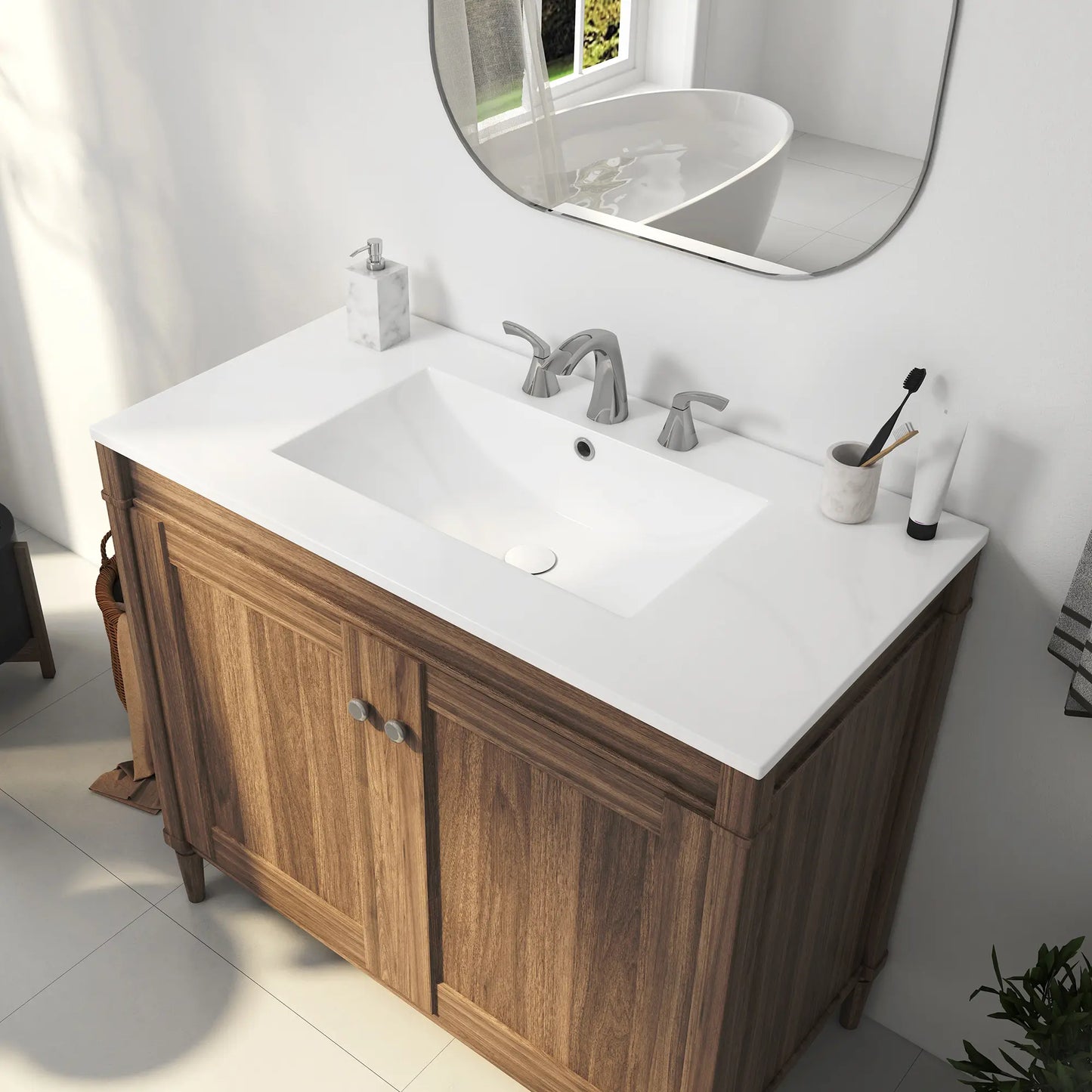 Tucson 35.9" x 18.25" White Vitreous China Rectangular Single-Basin Countertop Sink (Sink Only, Vanity Cabinet Not Included)