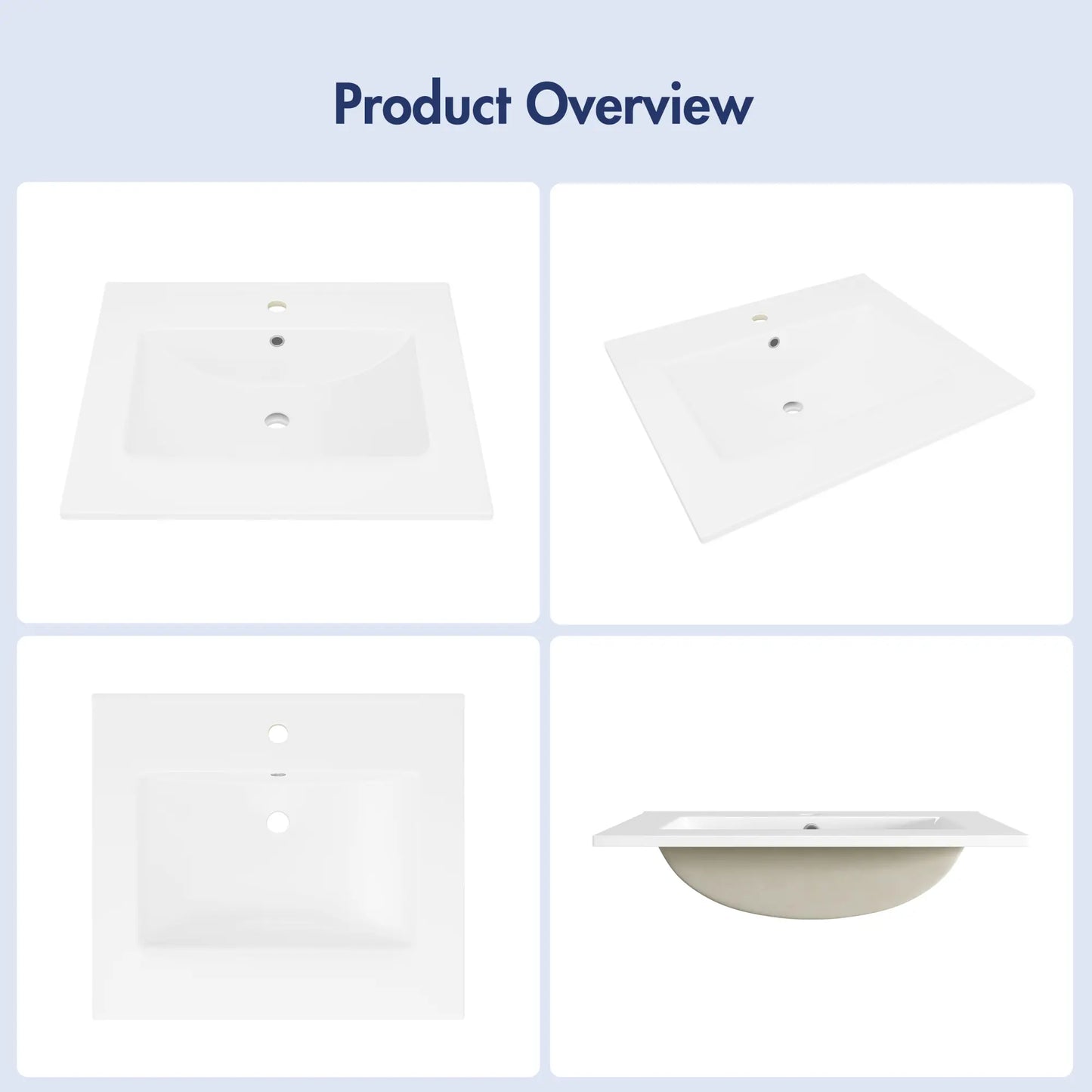 Dayton 25" x 22" Vitreous China Vanity Top Sink in White with Single Faucet Hole (Sink Only, No Vanity)