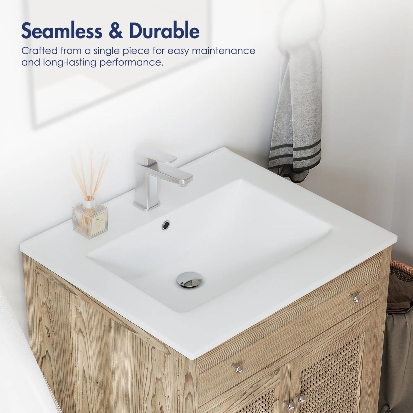 Dayton 25" x 22" Vitreous China Vanity Top Sink in White with Single Faucet Hole (Sink Only, No Vanity)