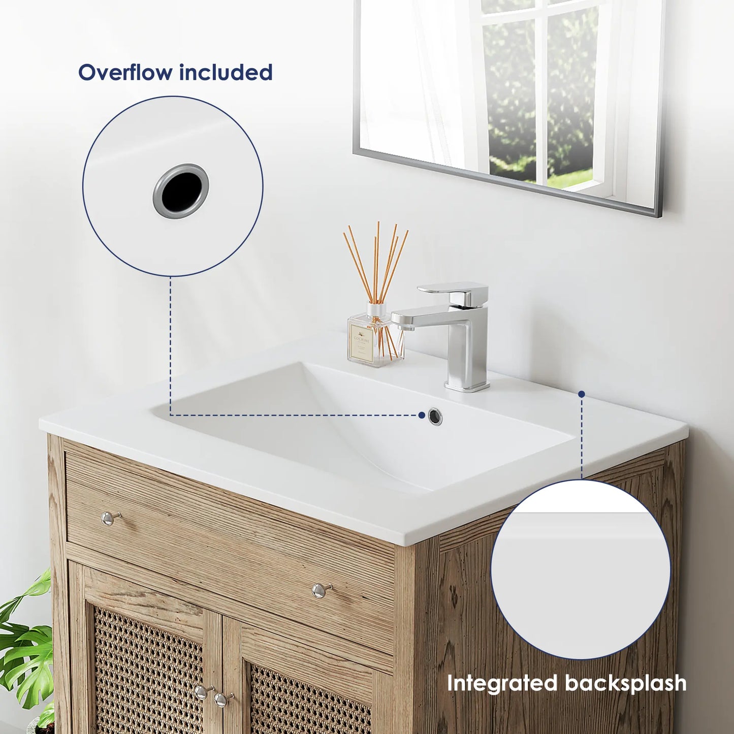 Dayton 25" x 22" Vitreous China Vanity Top Sink in White with Single Faucet Hole (Sink Only, No Vanity)