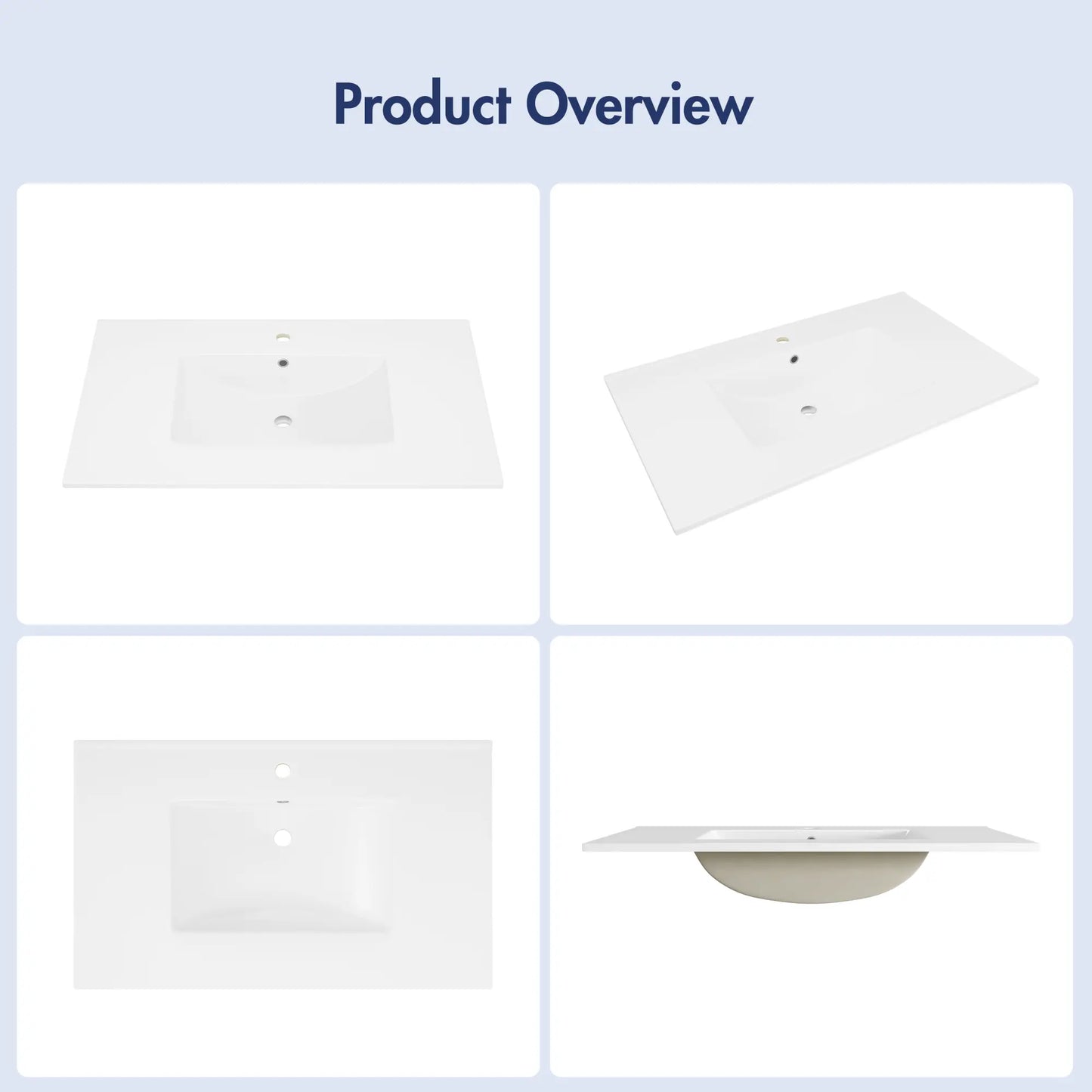Dayton 37" x 22" Vitreous China Vanity Top Sink in White with Single Faucet Hole (Sink Only, No Vanity)