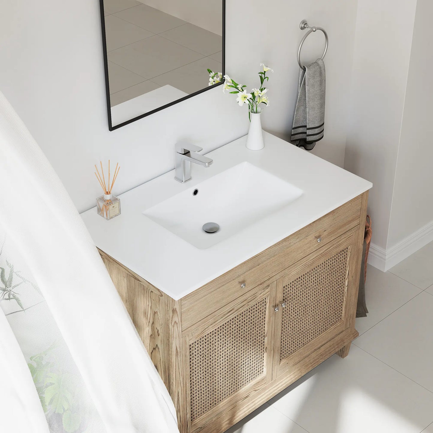Dayton 37" x 22" Vitreous China Vanity Top Sink in White with Single Faucet Hole (Sink Only, No Vanity)