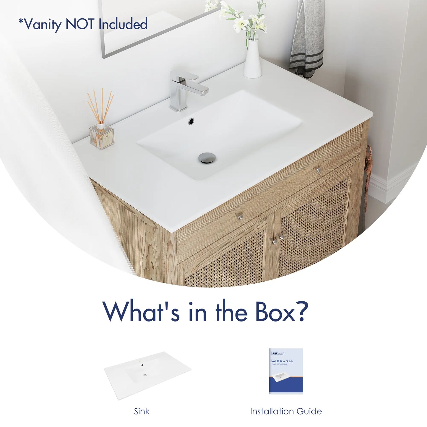 Dayton 37" x 22" Vitreous China Vanity Top Sink in White with Single Faucet Hole (Sink Only, No Vanity)