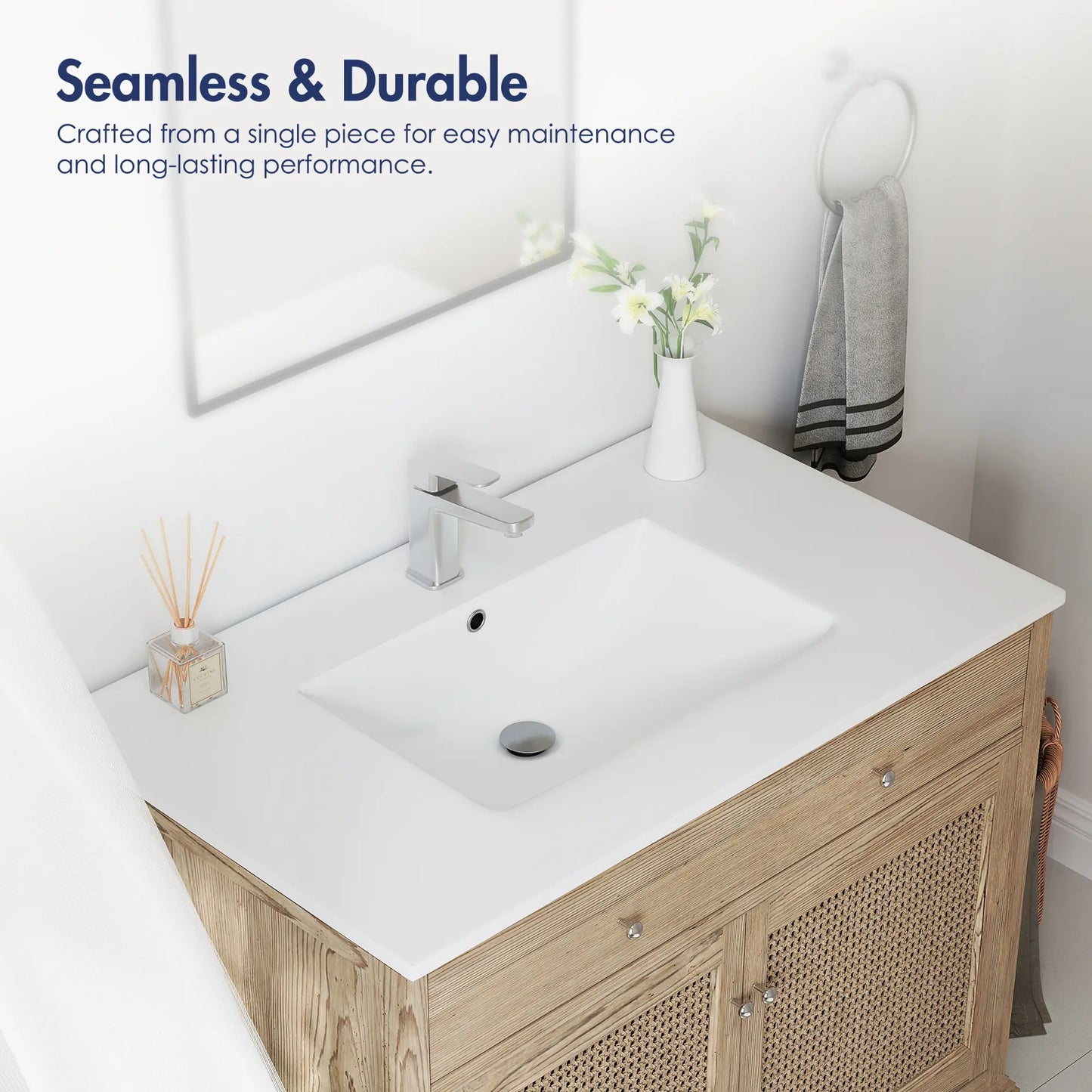 Dayton 37" x 22" Vitreous China Vanity Top Sink in White with Single Faucet Hole (Sink Only, No Vanity)