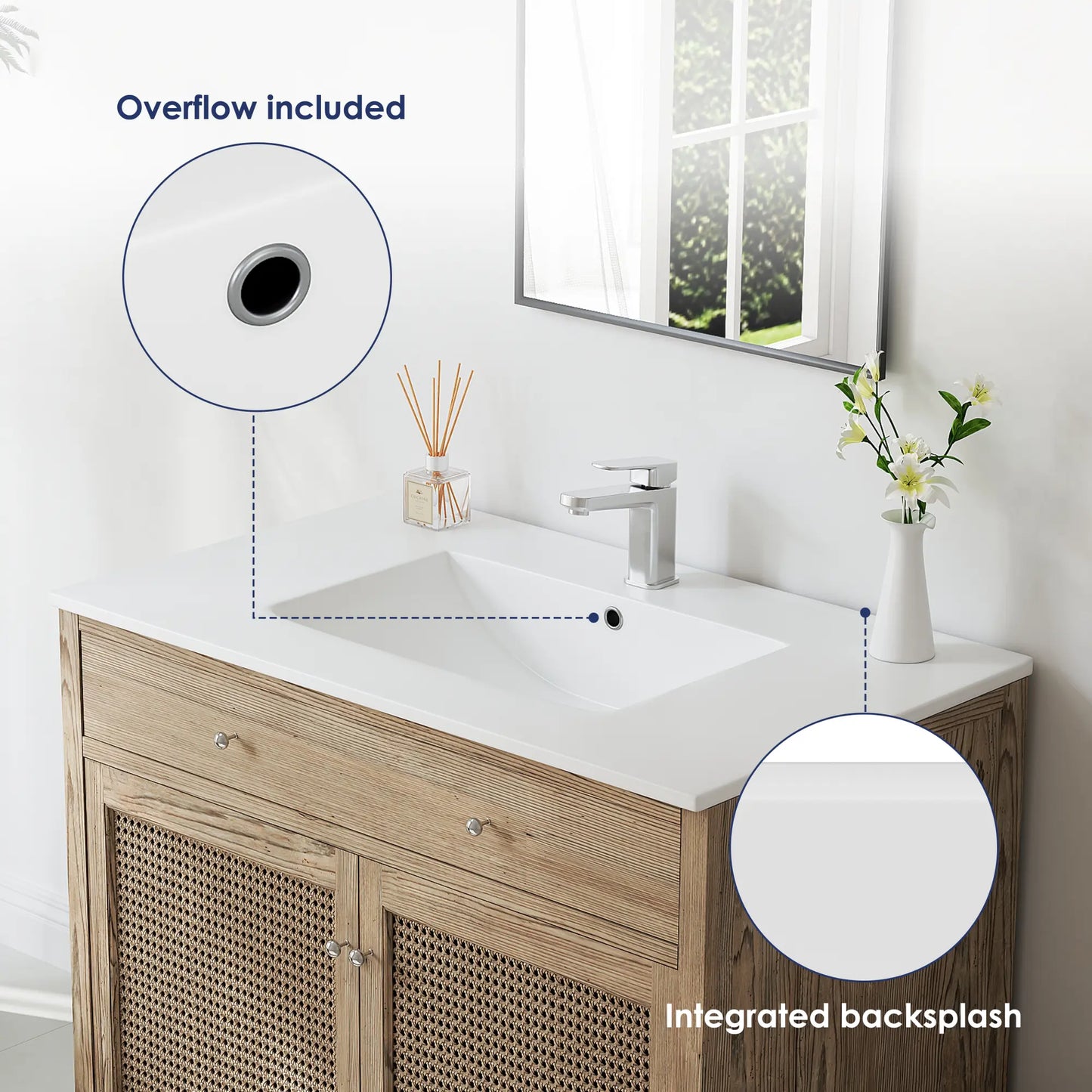 Dayton 37" x 22" Vitreous China Vanity Top Sink in White with Single Faucet Hole (Sink Only, No Vanity)