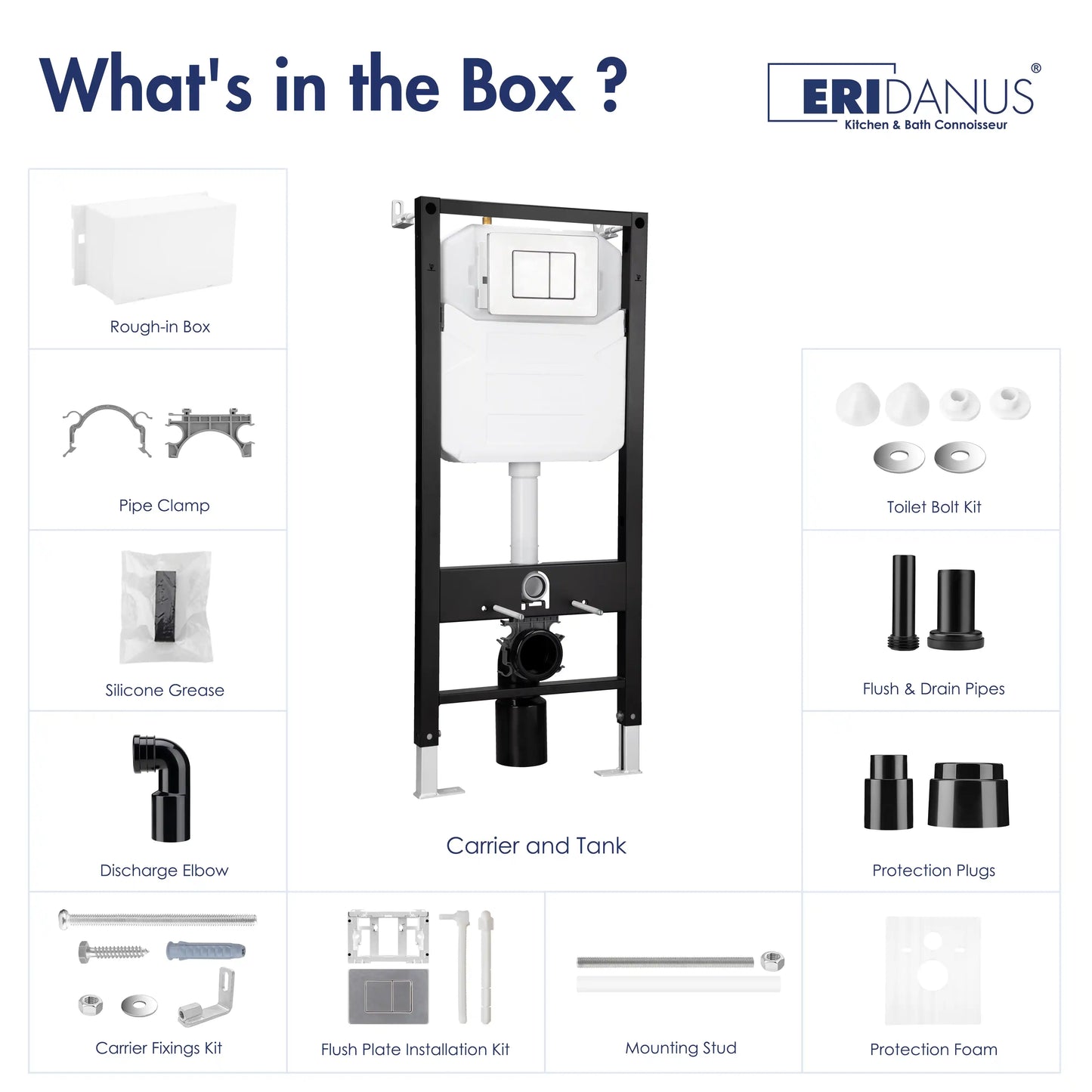 Hampton Wall-Hung Elongated Toilet with In-Wall Tank, Dual Flush 0.8/1.6 GPF