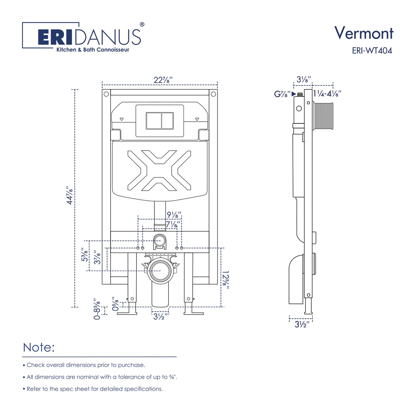 Hampton Wall-Hung Elongated Toilet with In-Wall Tank, Dual Flush 0.8/1.6 GPF