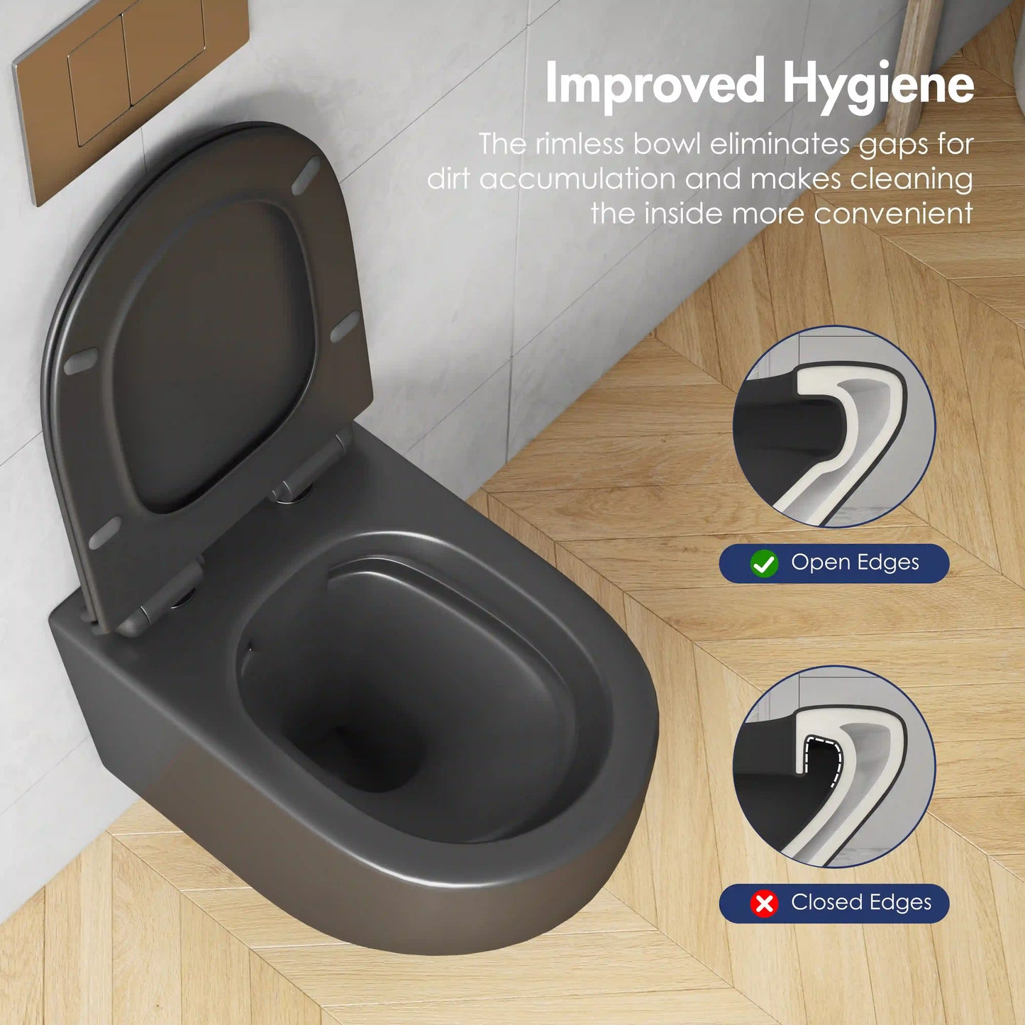 Hampton Wall-Hung Elongated Toilet with In-Wall Tank, Dual Flush 0.8/1.6 GPF