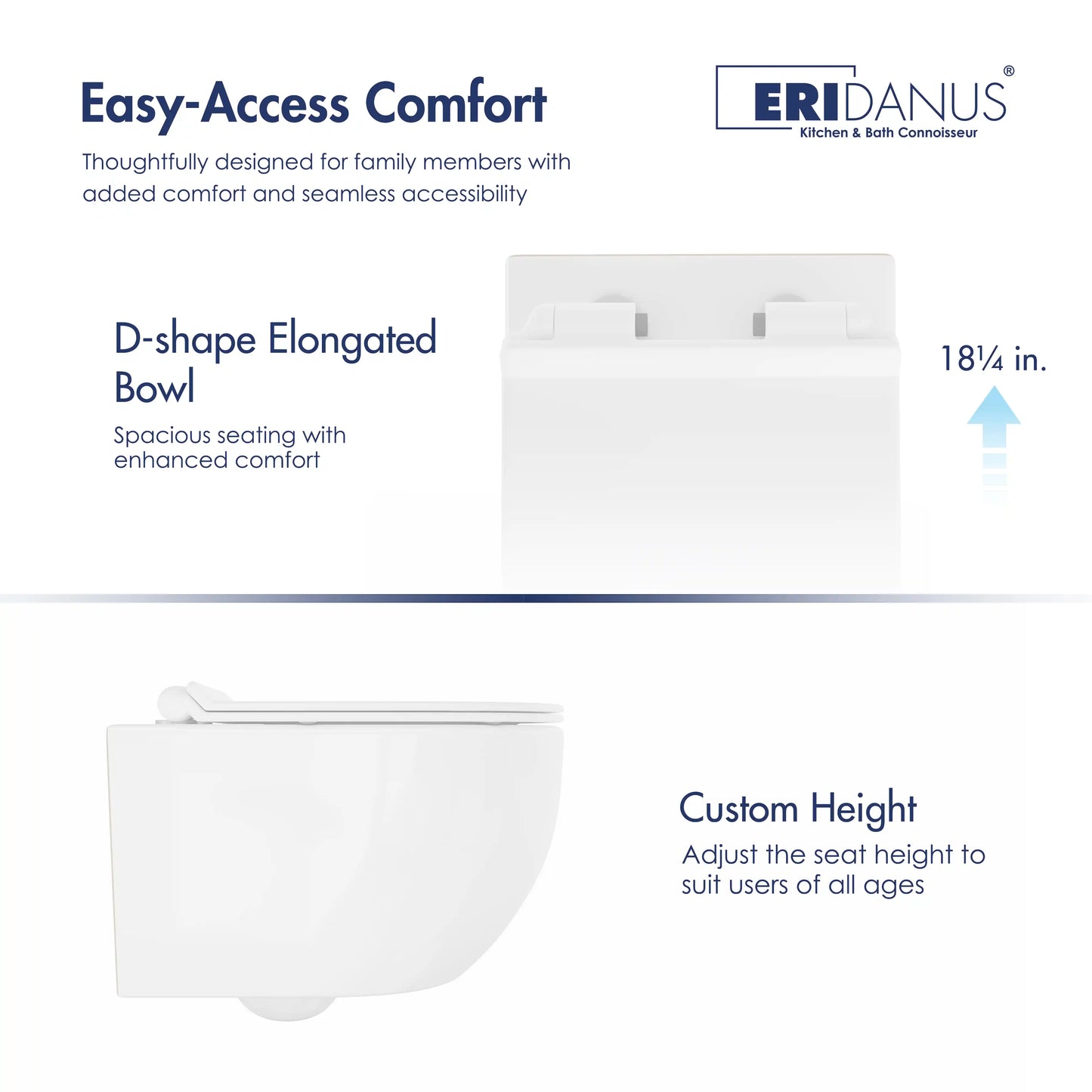 Hampton Wall-Hung Elongated Toilet with In-Wall Tank, Dual Flush 0.8/1.6 GPF
