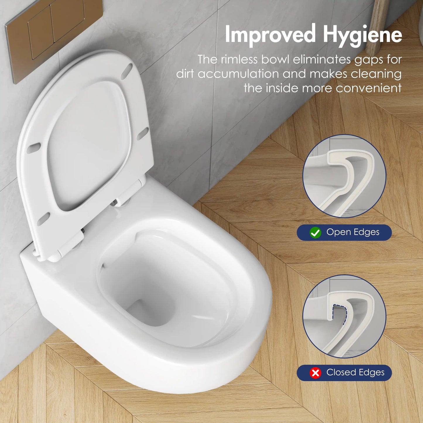 Hampton Wall-Hung Elongated Toilet with In-Wall Tank, Dual Flush 0.8/1.6 GPF