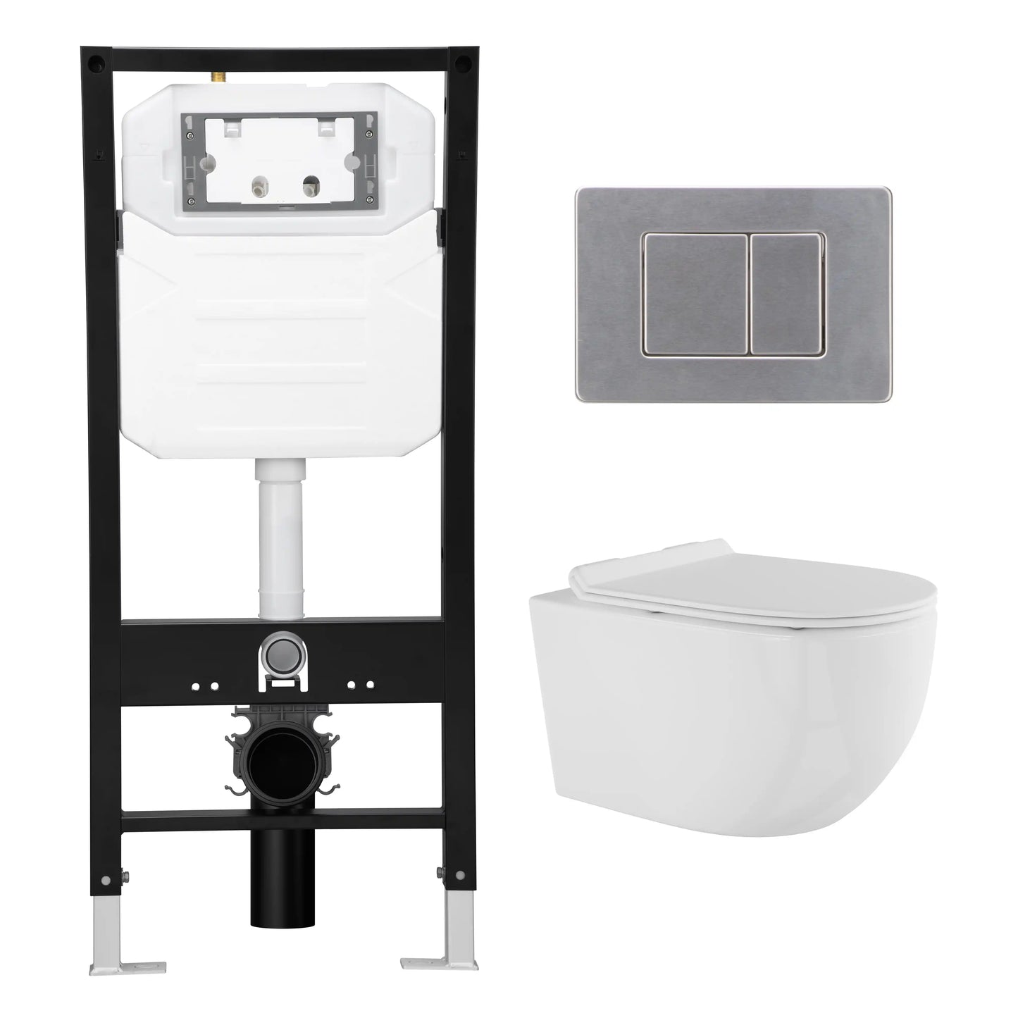 Capri Wall-Hung Rimless Elongated Toilet with In-Wall Tank, Dual Flush 0.8/1.6 GPF
