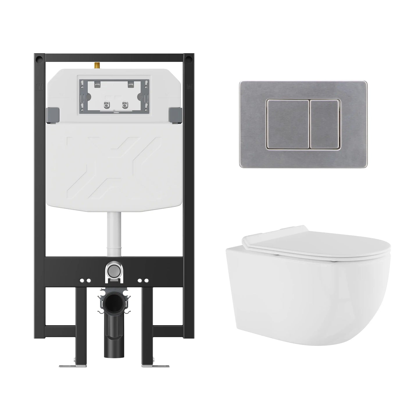Capri Wall-Hung Rimless Elongated Toilet with In-Wall Tank, Dual Flush 0.8/1.6 GPF