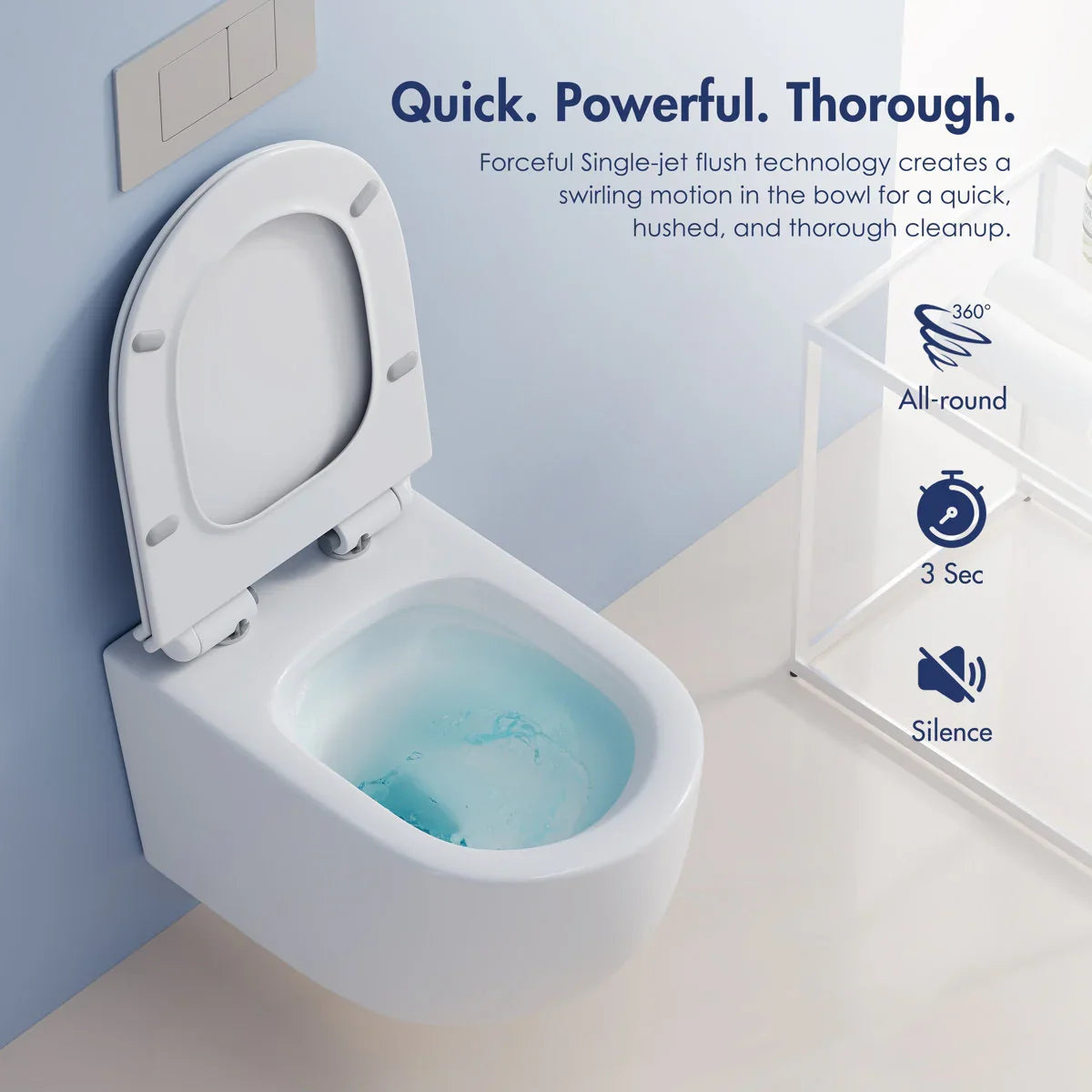 Capri Wall-Hung Rimless Elongated Toilet with In-Wall Tank, Dual Flush 0.8/1.6 GPF