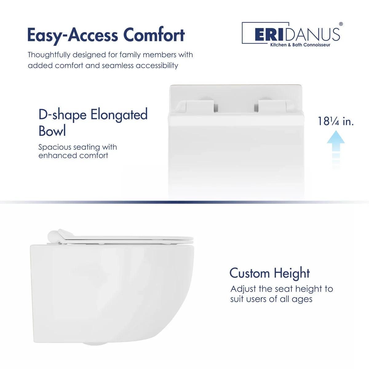 Capri Wall-Hung Rimless Elongated Toilet with In-Wall Tank, Dual Flush 0.8/1.6 GPF