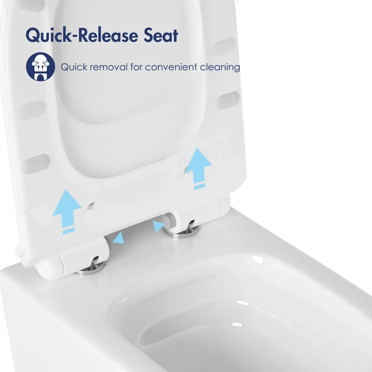 Capri Elongated Wall-Mount Rimless Toilet Bowl in White, Soft-Close Seat